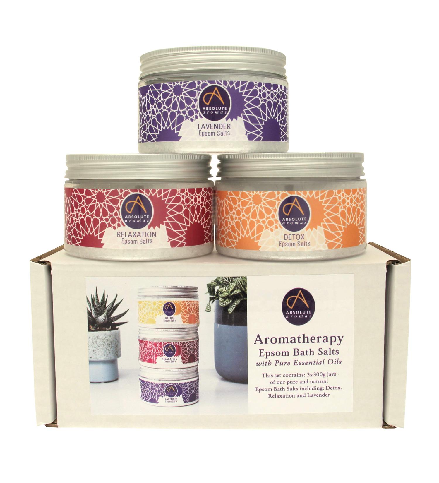 Absolute aroma relaxing bitteting salt bundle set - 3 x 300 g lavender detox 'and' relaxation ' - magnesium sulfate with 100% pure essential oils