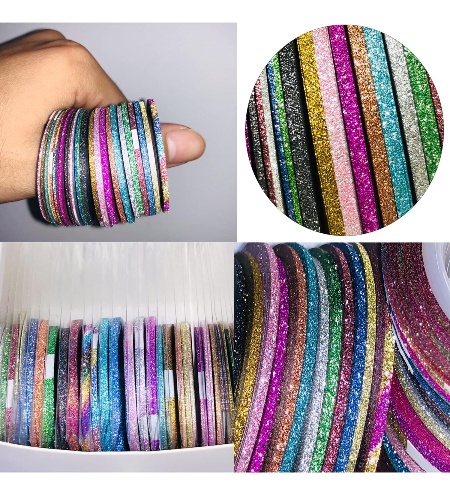 Matte Nail Art Striping Tape Set - 37 Rolls in Gold, Silver, and Black - 1mm, 2mm, 3mm Lines for Design - Nail Decals and Strips - Buy Online on GoSupps.com