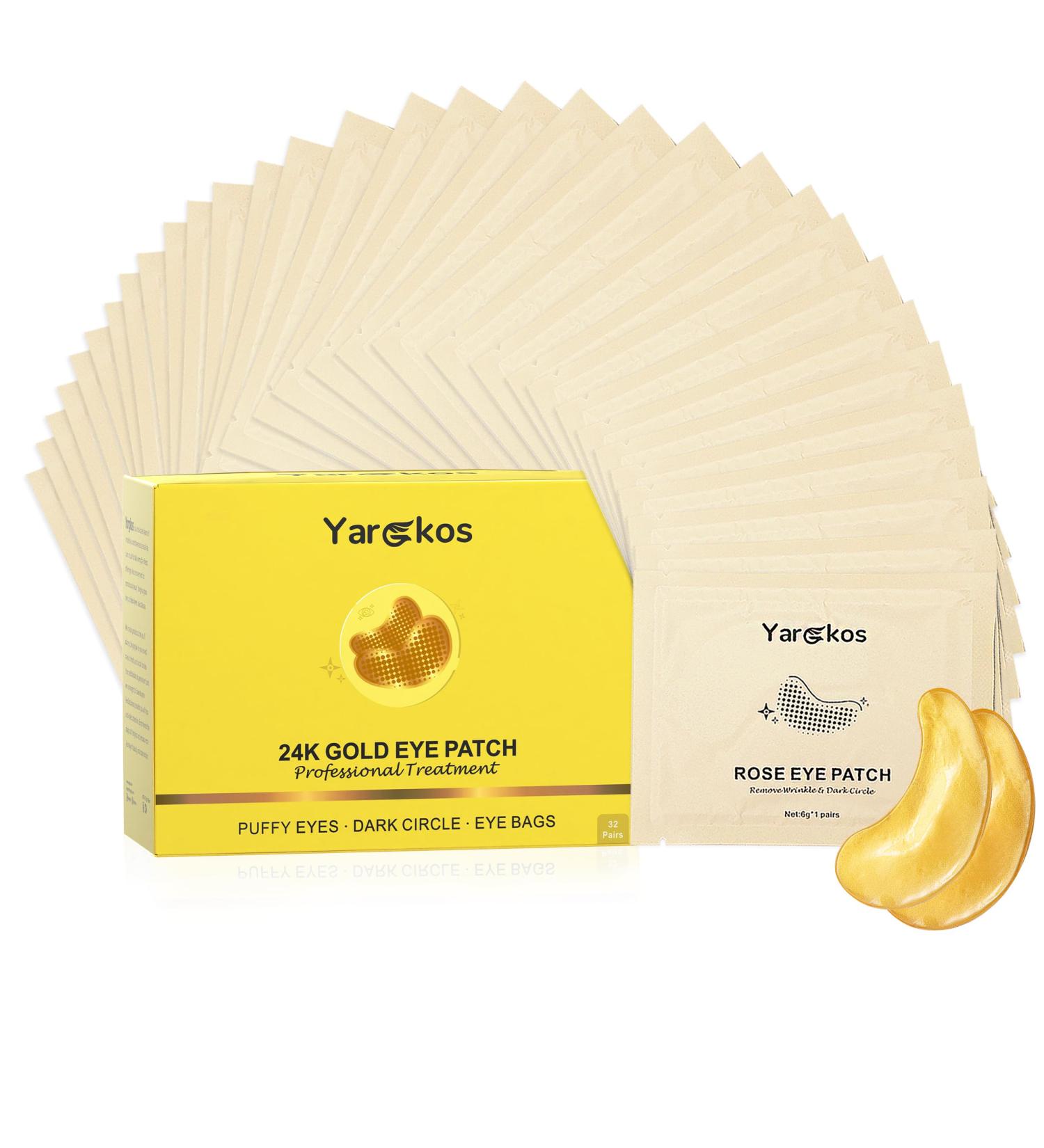 32 Pairs 24K Gold Under Eye Patches - Hydrating Eye Masks for Dark Circles & Puffiness | Anti-Wrinkle Collagen Gel | Travel Beauty Skincare - Buy Online on GoSupps.com