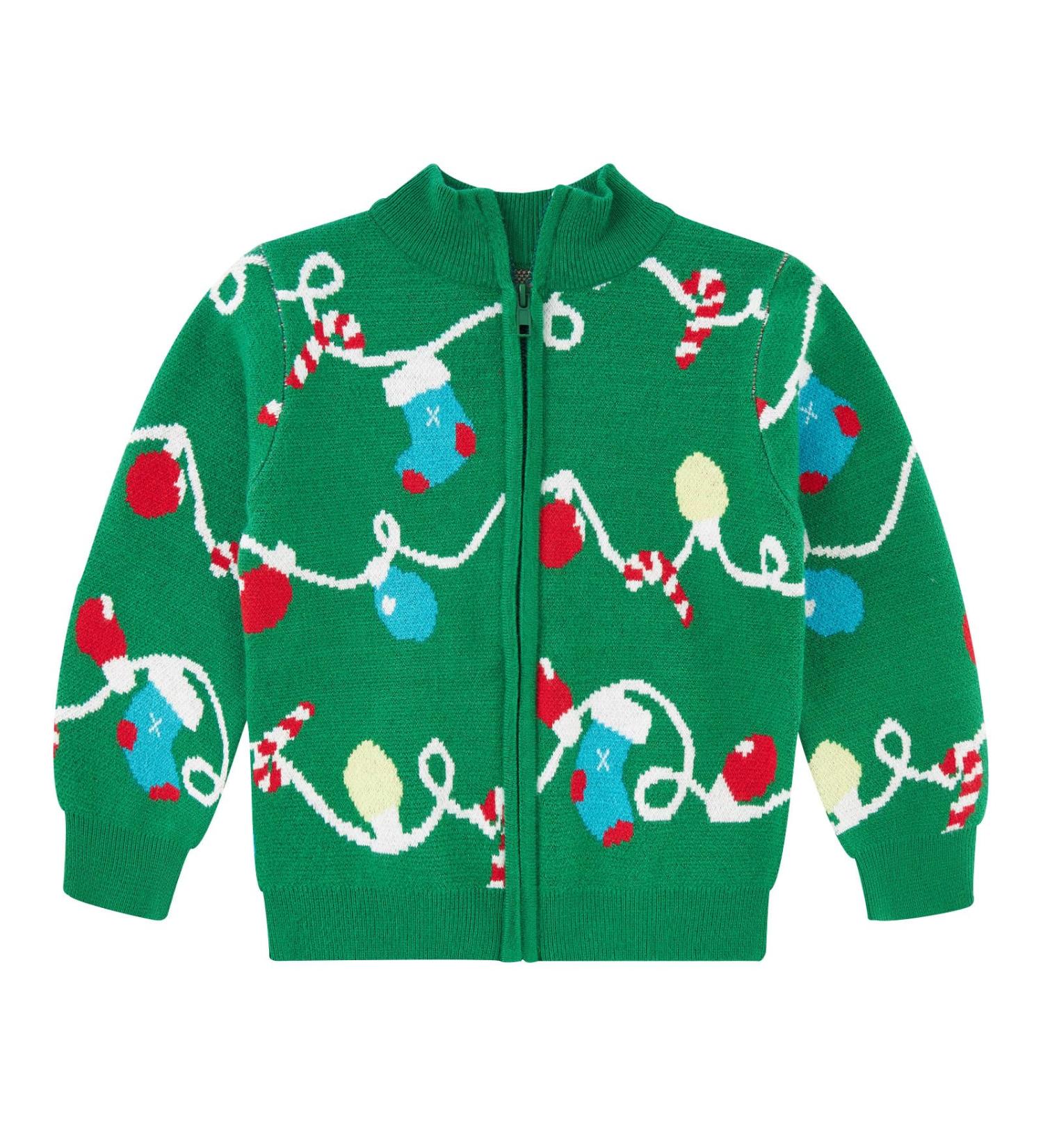 Christmas Reindeer Toddler Boys Sweater Cardigan - Green | 12-18 Months - Buy Online on GoSupps.com