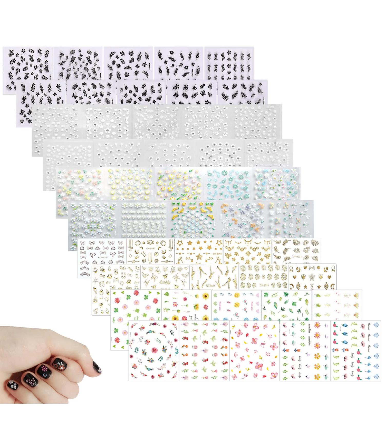 Olakin 50 Leaves 3D Nail Ticker - Self-Adhesive Nail Stickers for DIY Decorations & Nail Art | Over 1800 Pieces Available - Buy Online on GoSupps.com