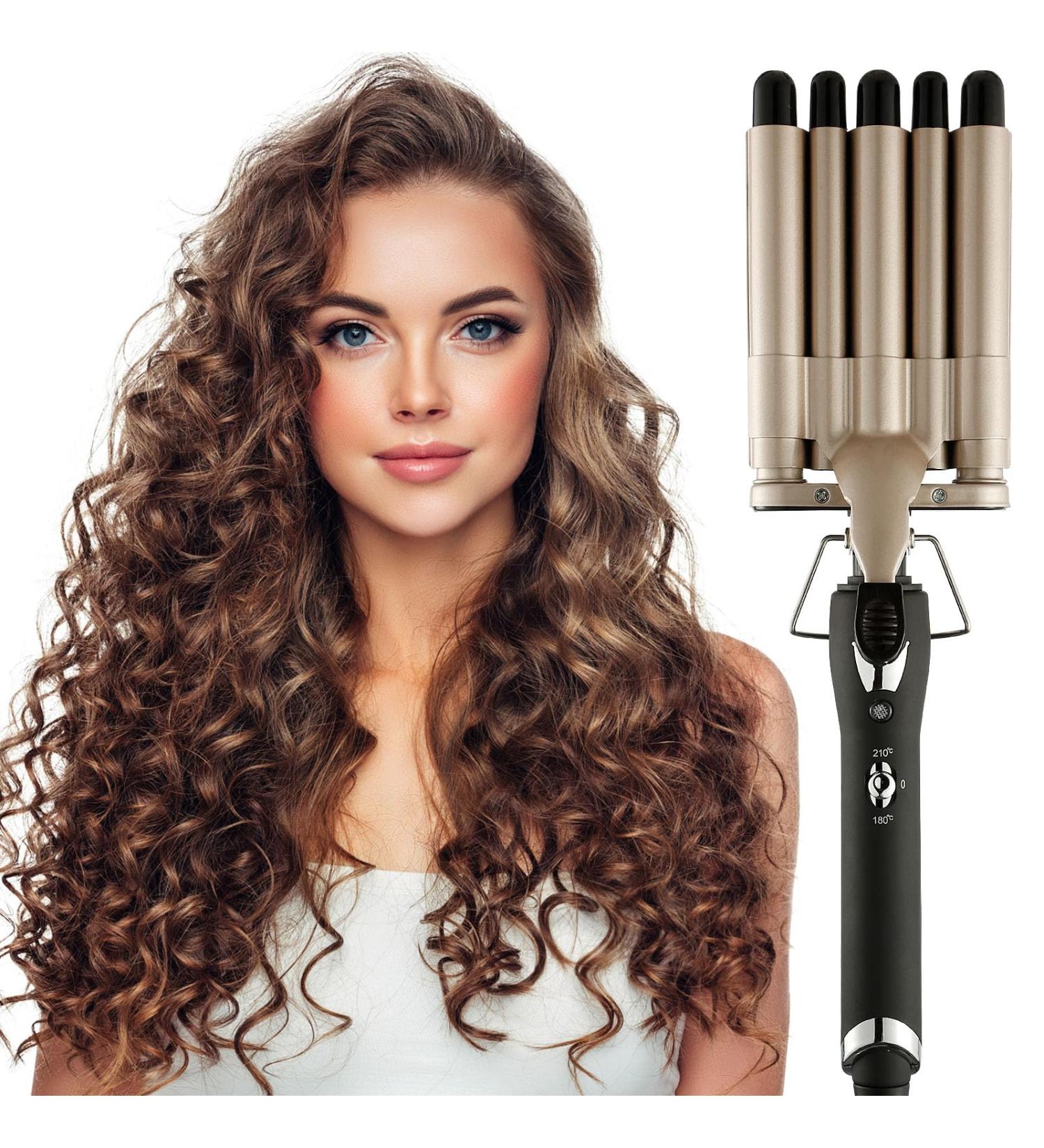 5 Barrel Hair Crimper Iron - 0.6 Inch Ceramic Tourmaline Curling Wand for Perfect Waves - Dual Voltage International Shipping - Buy Online on GoSupps.com