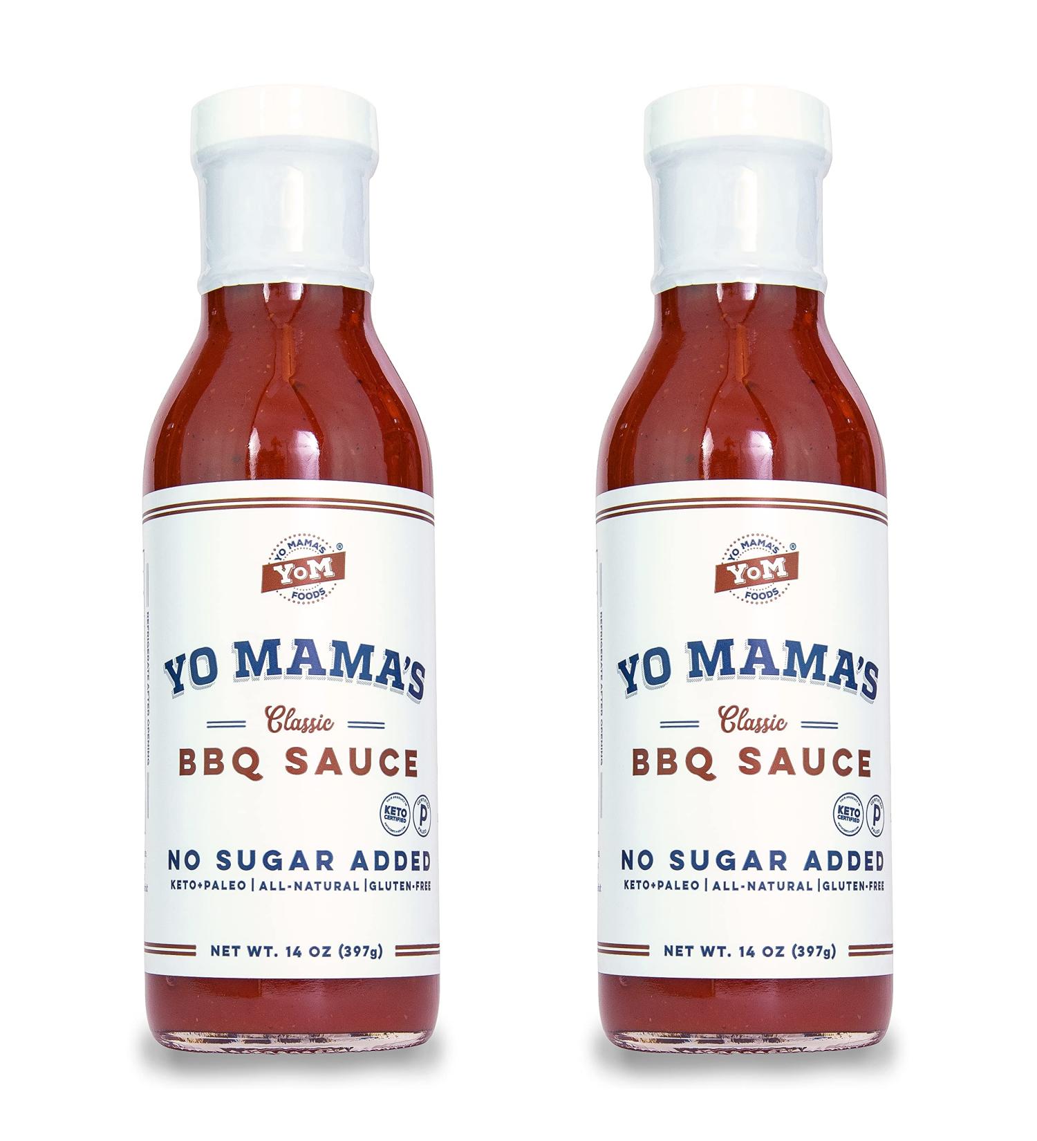 Yo Mama's Foods Keto Barbecue BBQ Sauce - Pack of 2 (14 oz) | Vegan, No Sugar Added, Low Carb, Low Sodium, Gluten Free, Paleo | Made with Whole Non-GMO Tomatoes - Buy Online on GoSupps.com