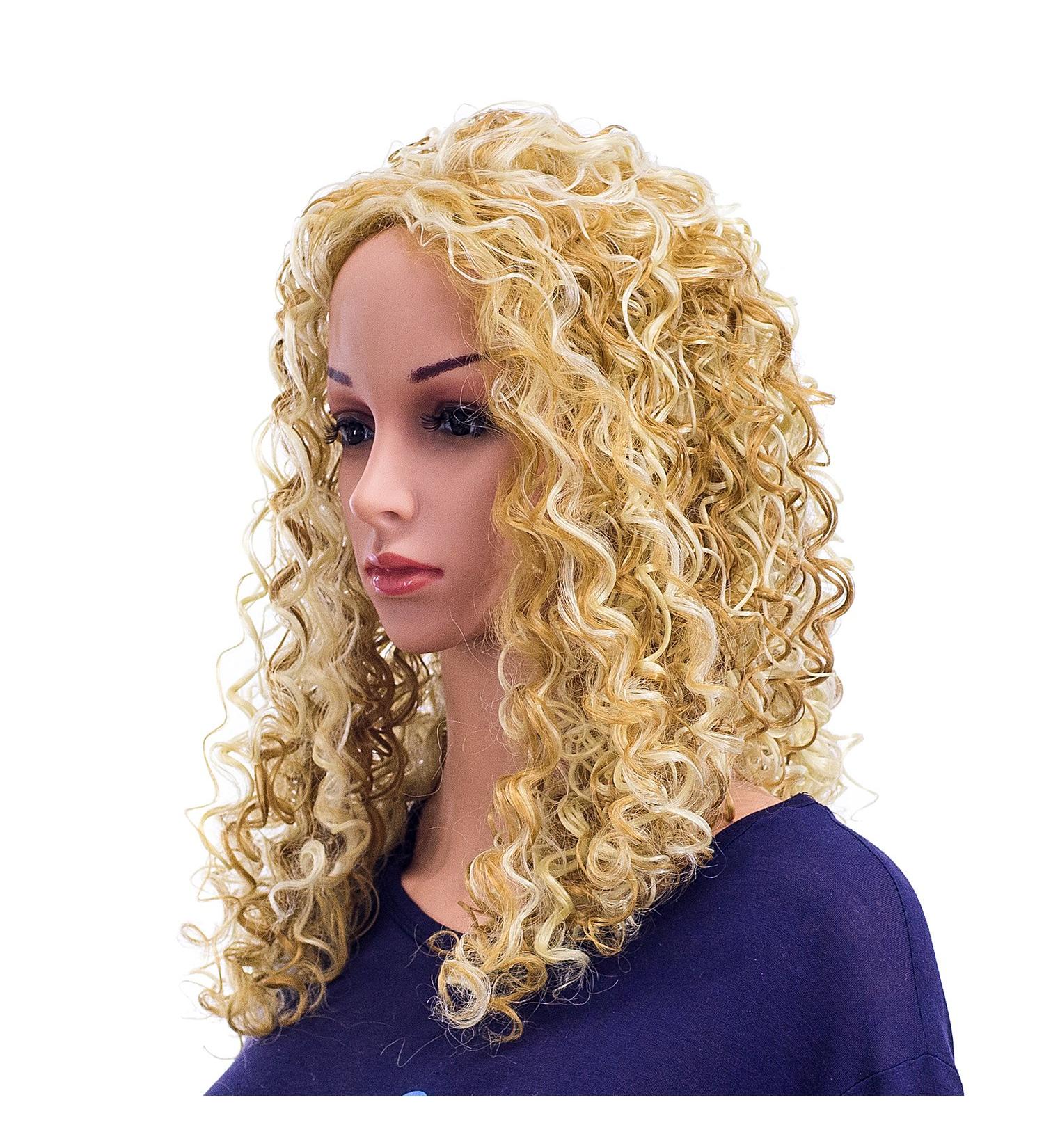 SWACC 20-Inch Big Bouffant Curly Wig for Women - Synthetic Heat Resistant Hair Piece with Cap | Strawberry Blonde/Bleach Blonde Highlights (27H613 - Buy Online on GoSupps.com