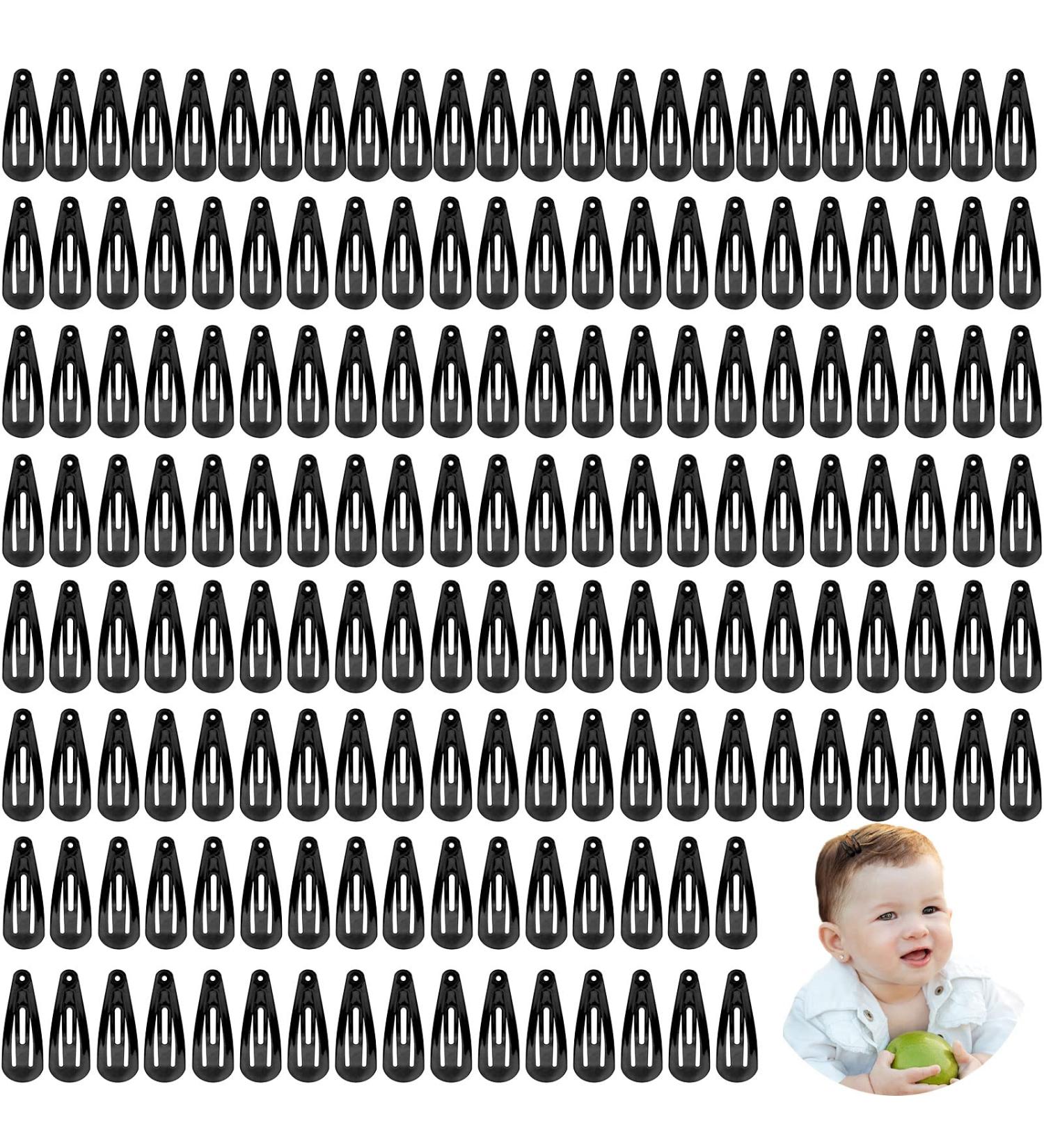 180 Pcs Black Snap Hair Clips - 1.2 Inch Metal Barrettes for Girls, Toddlers, Women - Salon Quality Hair Pins and Accessories - Buy Online on GoSupps.com