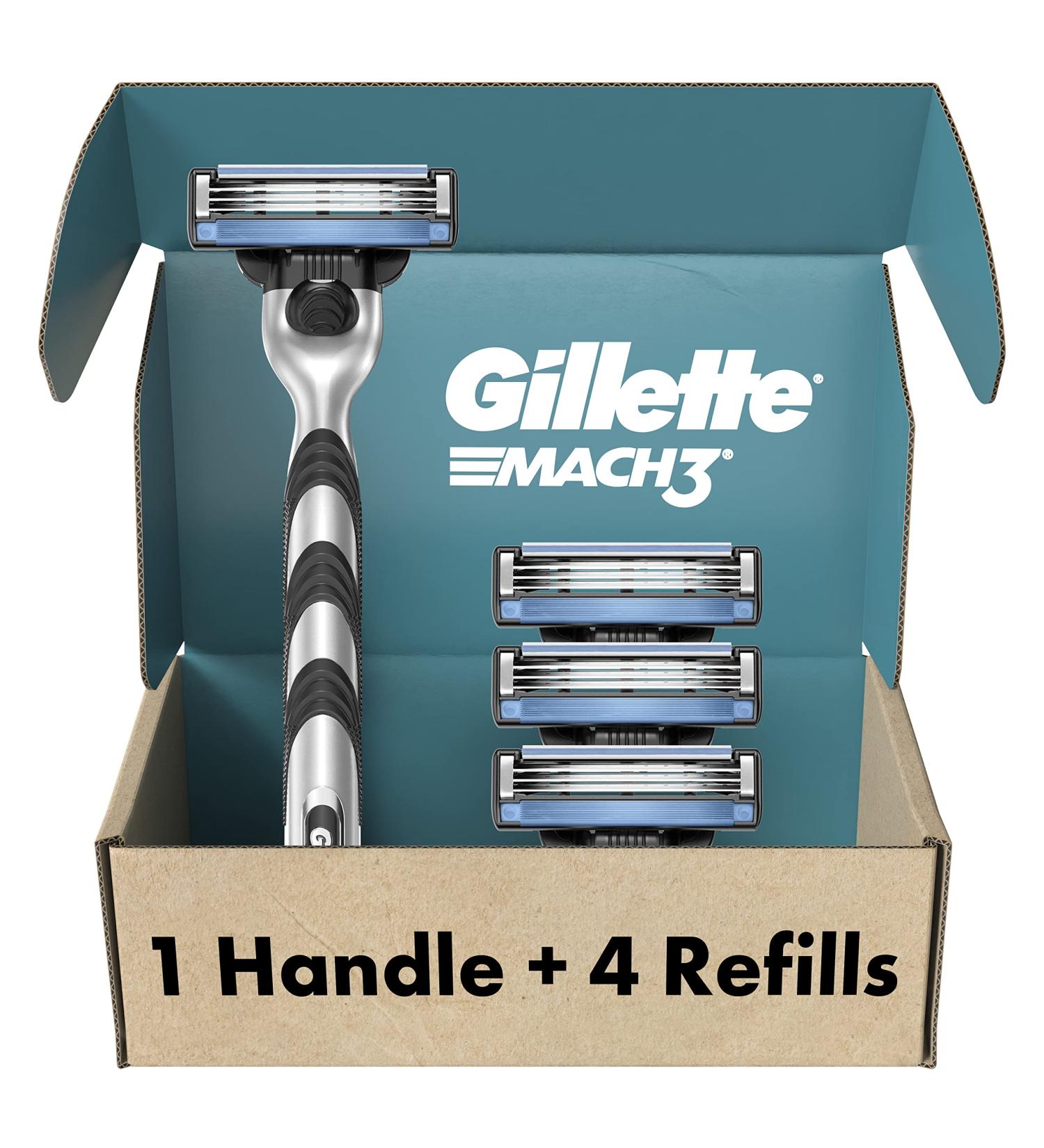 Gillette Mach3 Razors for Men - 1 Razor with 4 Blade Refills - Buy Online on GoSupps.com