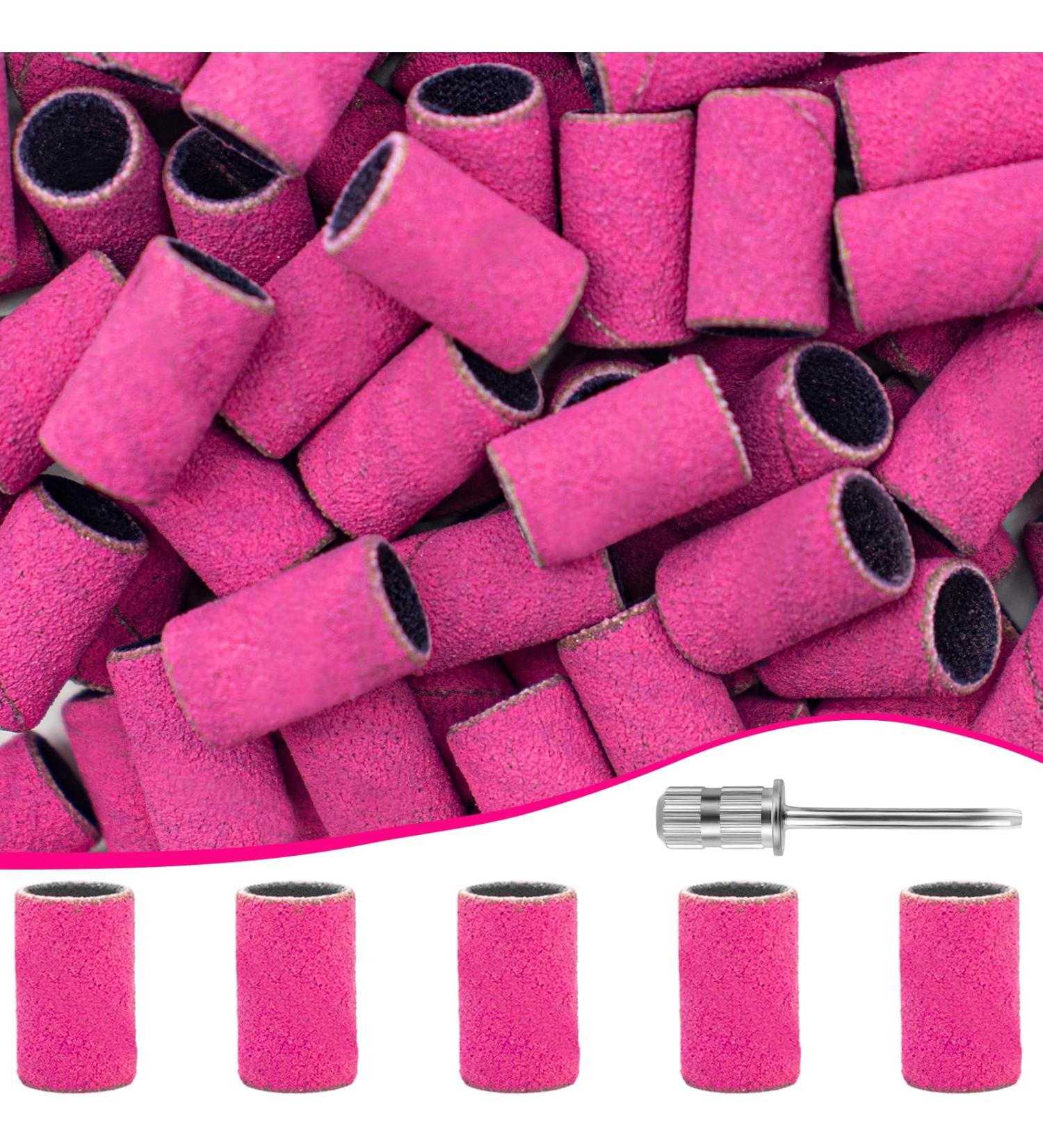 Pink Sanding Bands 100pcs 180 Grit for Nail Drill - Professional Fine Sanding Bands for Natural Nails - 3/32 Inch Nail Drill Bit Included - Buy Online on GoSupps.com