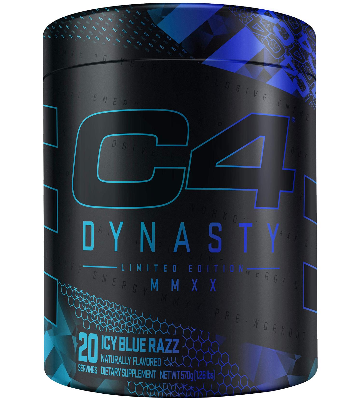 Cellucor C4 Dynasty MMXX Pre Workout Powder - Icy Blue Razz | Energy Supplement for Men & Women | 350mg Caffeine, 6.4g Beta Alanine | 20 Servings - Buy Online on GoSupps.com