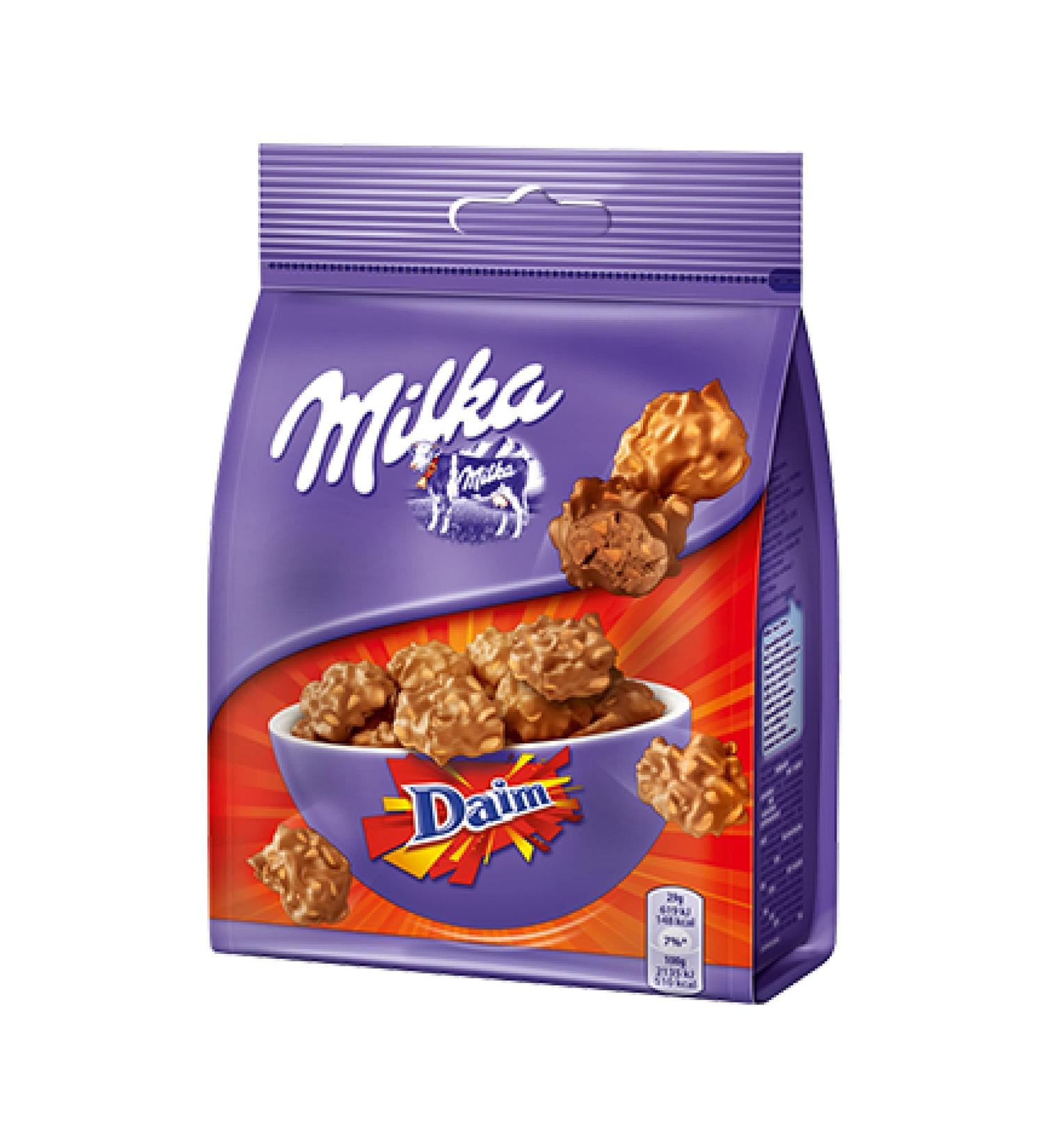 Milka Snax - Cornflakes Daim Flakes & Milk Chocolate Confectionery - Ideal for Gourmet Breaks - 145g Bag - Buy Online on GoSupps.com