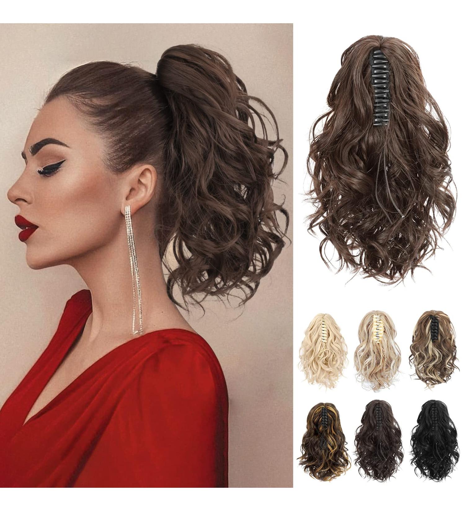 REECHO 12 Short Curly Claw Clip Ponytail Extension - Natural Wavy Synthetic Hairpiece, Dark Chocolate Brown - Buy Online on GoSupps.com