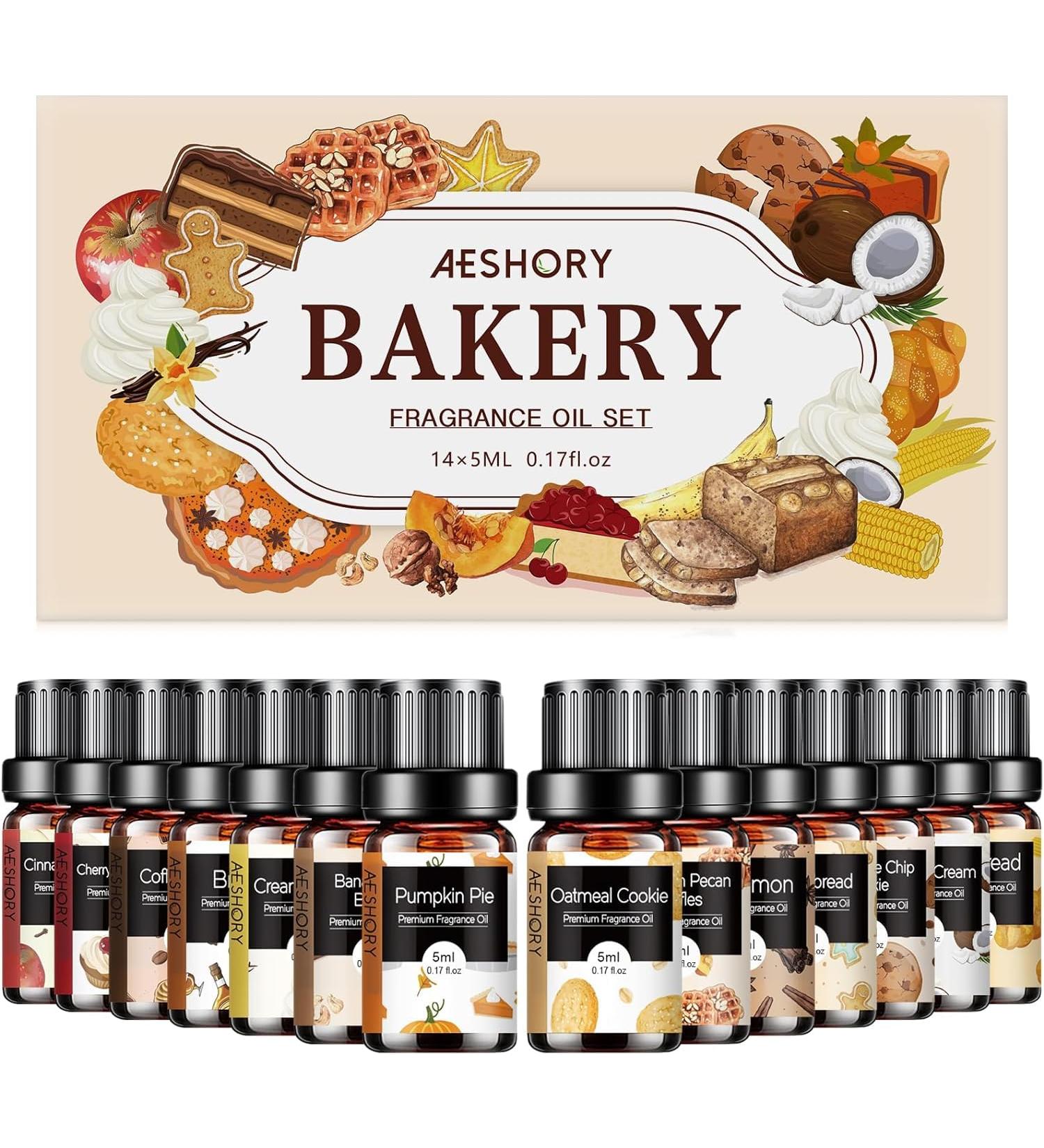 Aeshory Essential Oils Set - 14x 5ml Aromatherapy Fragrance Oils for Diffusers & Candle Making | Pumpkin Pie Coffee Cake Oat Cake Gingerbread Cinnamon Apple Scents - Buy Online on GoSupps.com