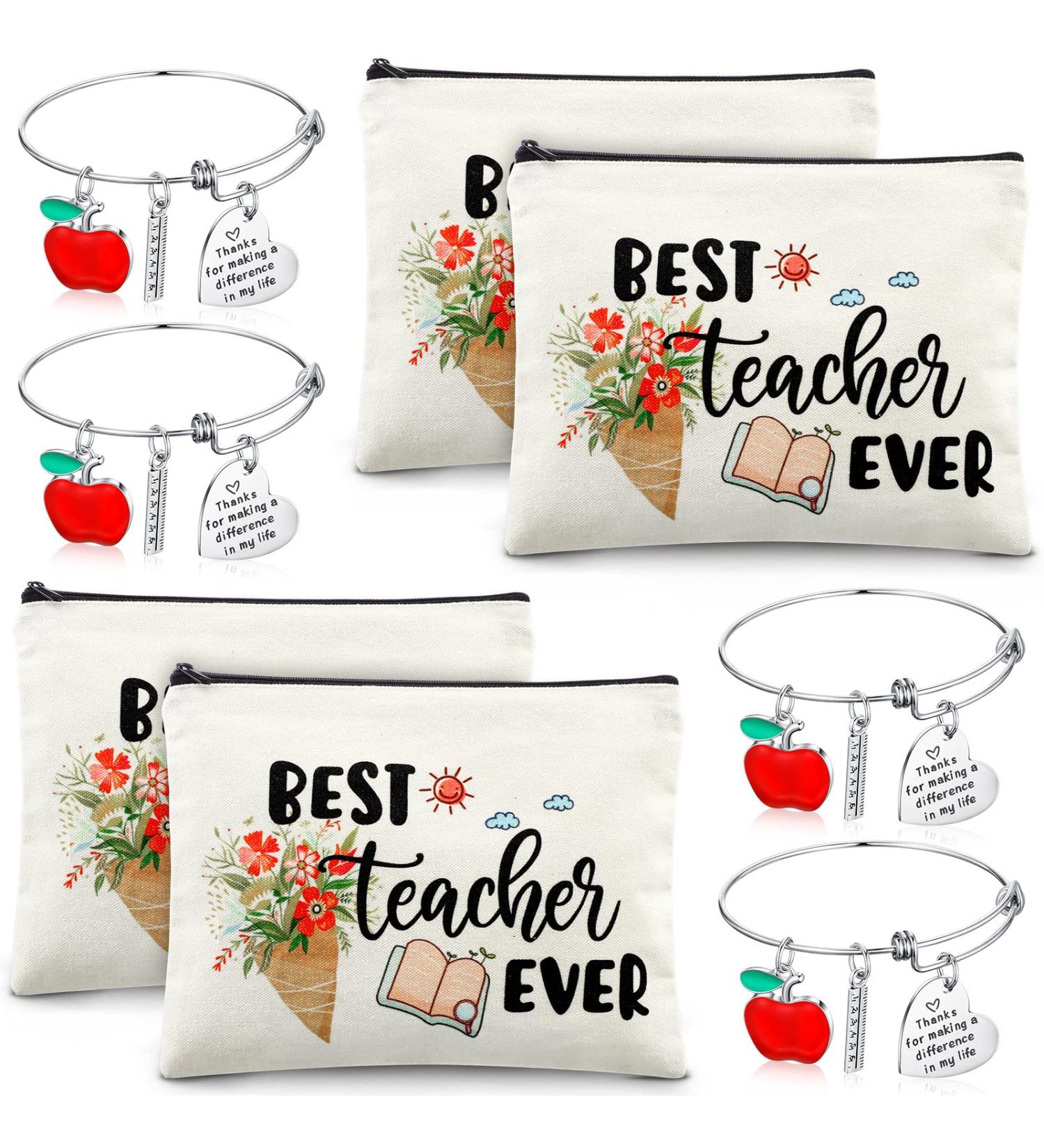 Teacher Appreciation Gift Set: 8 pcs Makeup Pouches & Bangle Bracelets - Graduation & End of Year Thank You Gifts for Women - Buy Online on GoSupps.com