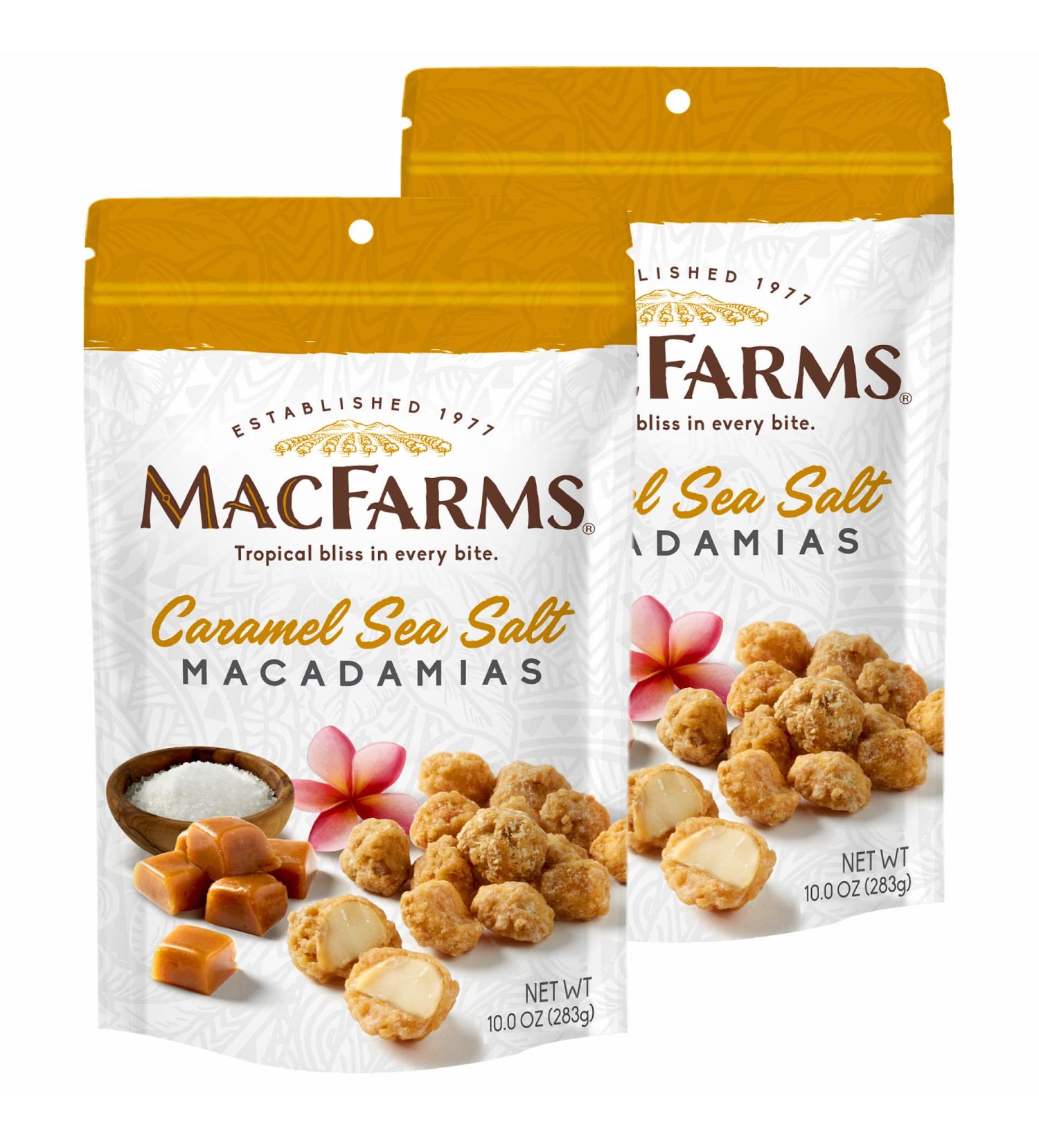 MacFarms Caramel Sea Salt Macadamia Nuts - 10 oz (Pack of 2) - Delicious Snack Duo - Buy Online on GoSupps.com