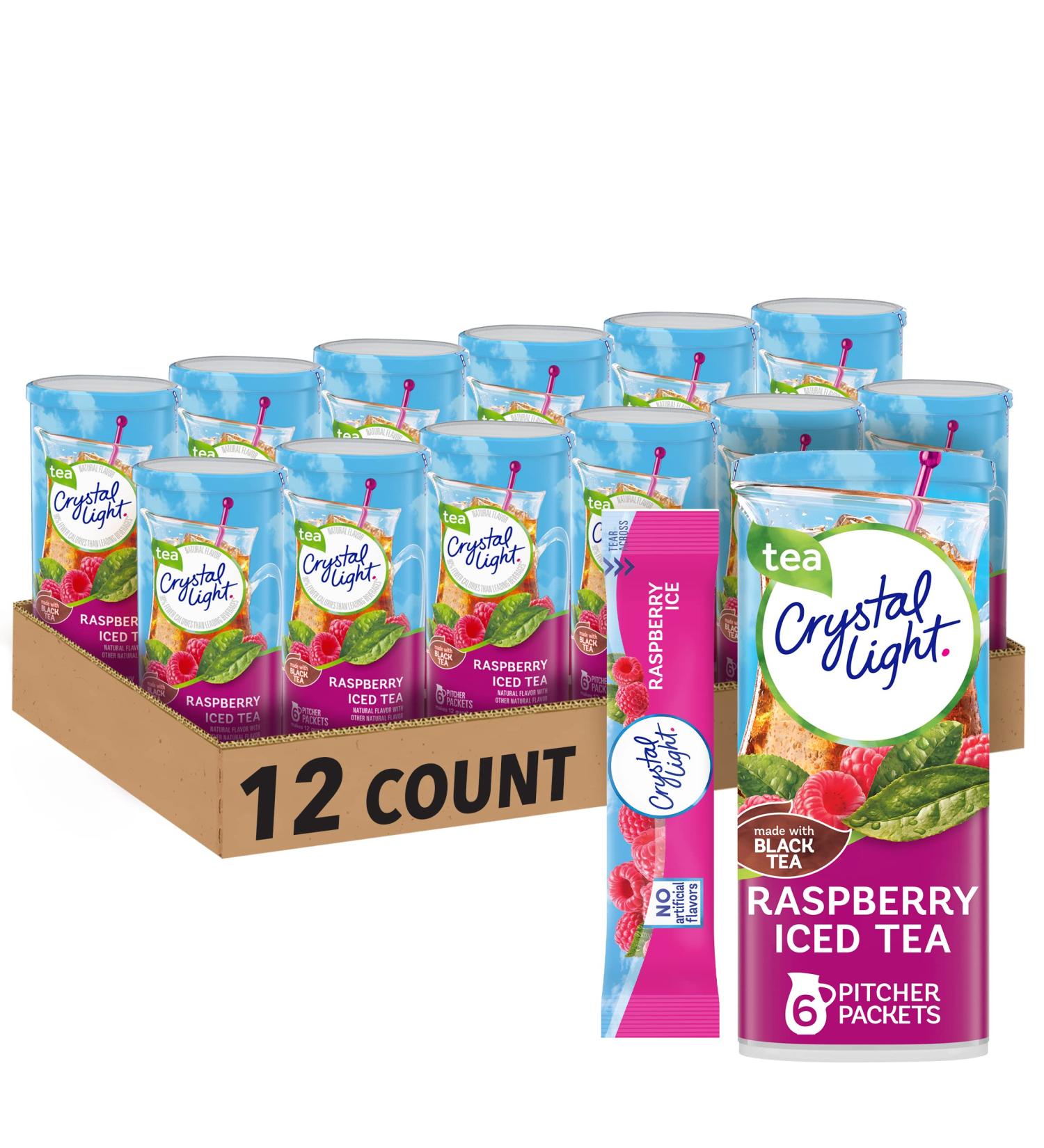 Crystal Light Sugar-Free Raspberry Iced Tea Powdered Drink Mix - 72 Pitcher Packets, 6 Count (Pack of 12) - Buy Online on GoSupps.com