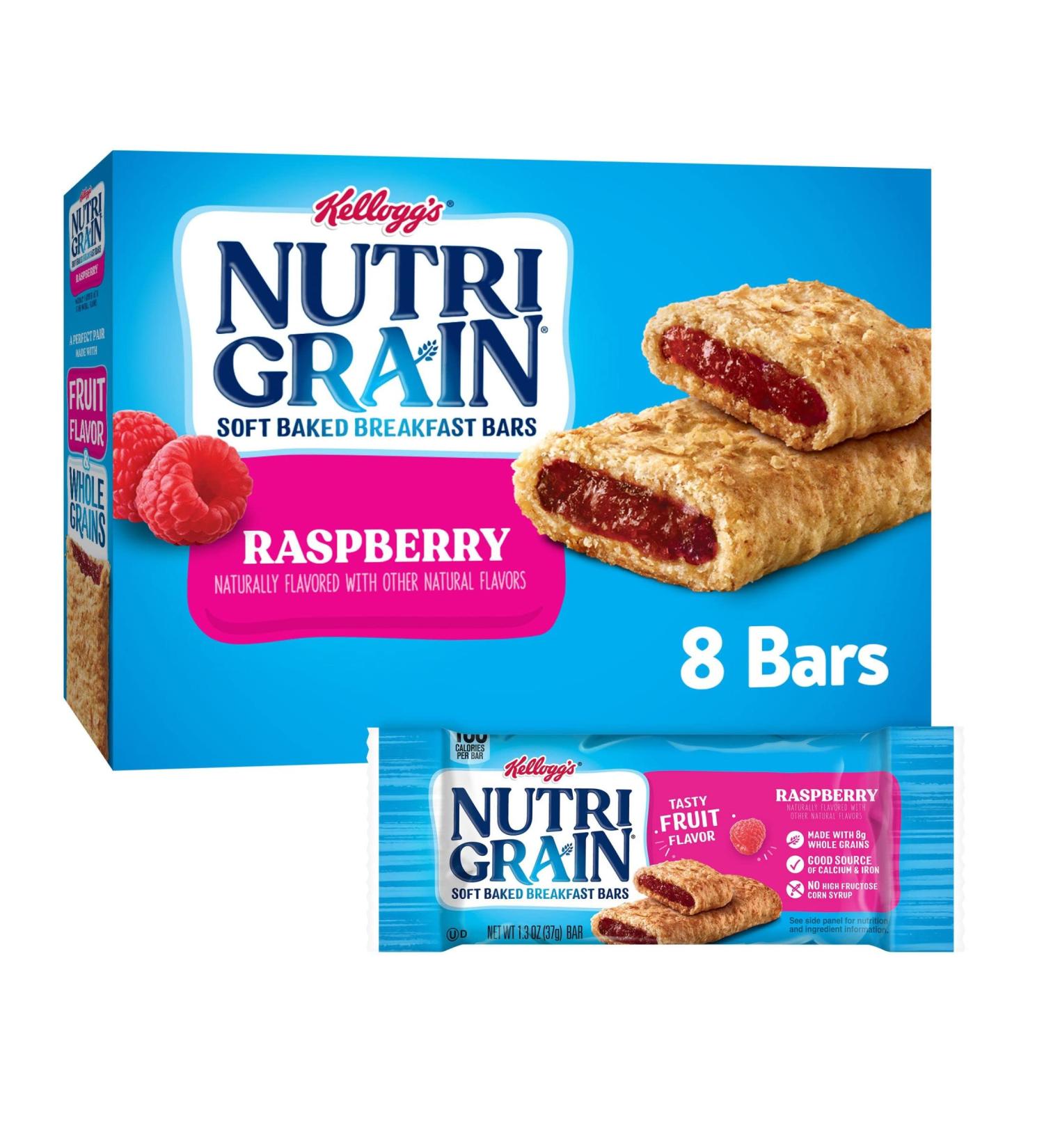 Nutri-Grain Soft Baked Raspberry Breakfast Bars - Whole Grain Kids Snacks - 10.4oz (8 Bars) - Buy Online on GoSupps.com