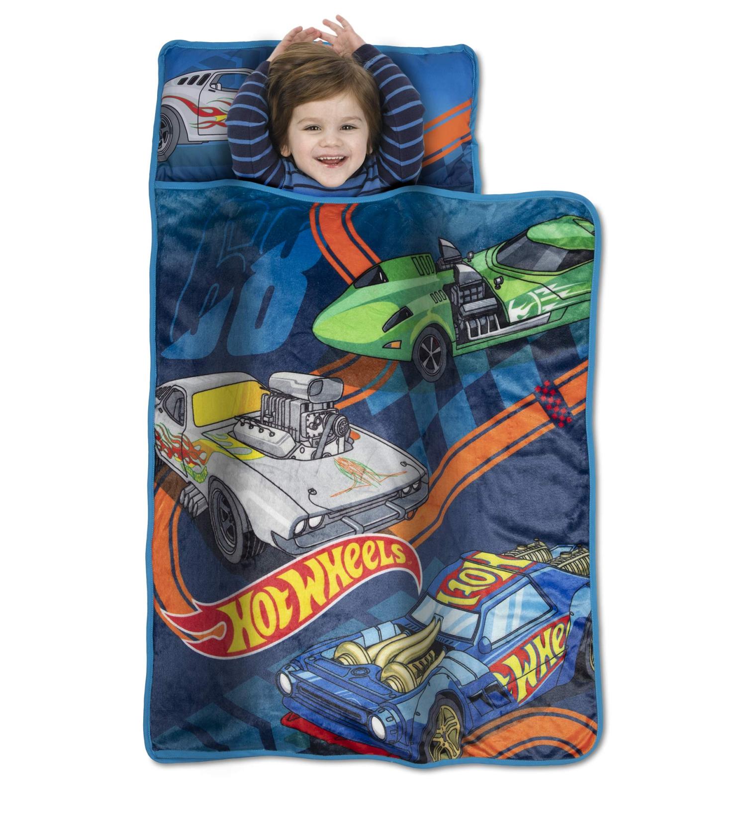 Hot Wheels Race Car Toddler Nap Mat with Pillow & Blanket - Ideal for Boys & Girls at Daycare, Preschool & Kindergarten - Fits Young Children - Buy Online on GoSupps.com