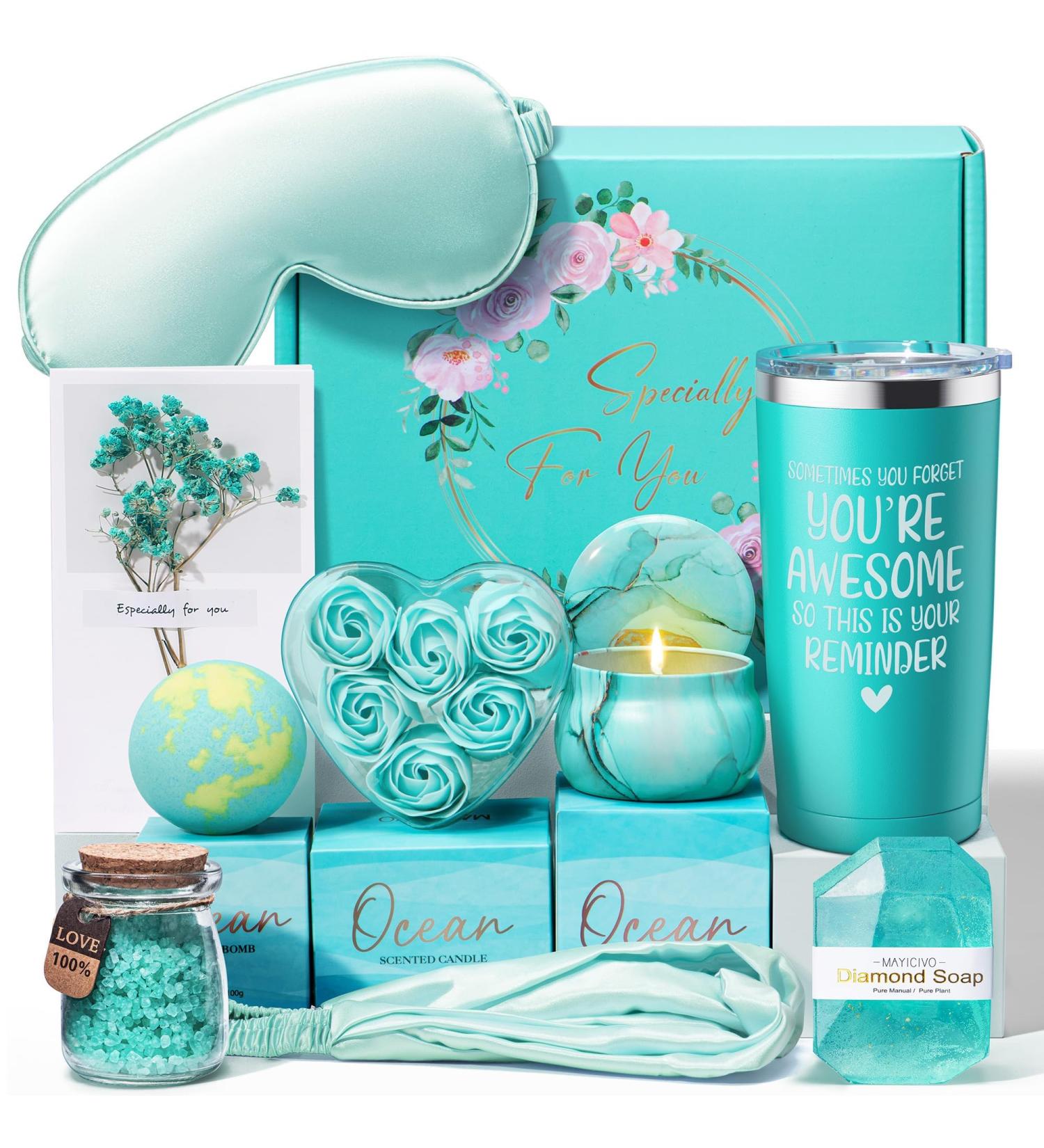 Birthday Gifts for Women Friendship Ocean Relaxing Spa Gifts Basket for Women Self Care Gifts Thank You Gifts Bath Set Valentines Day Gifts for Mom Her Best Friend Wife Sister Coworker Nurse Teacher Mint Green-Ocean - Buy Online on GoSupps.com