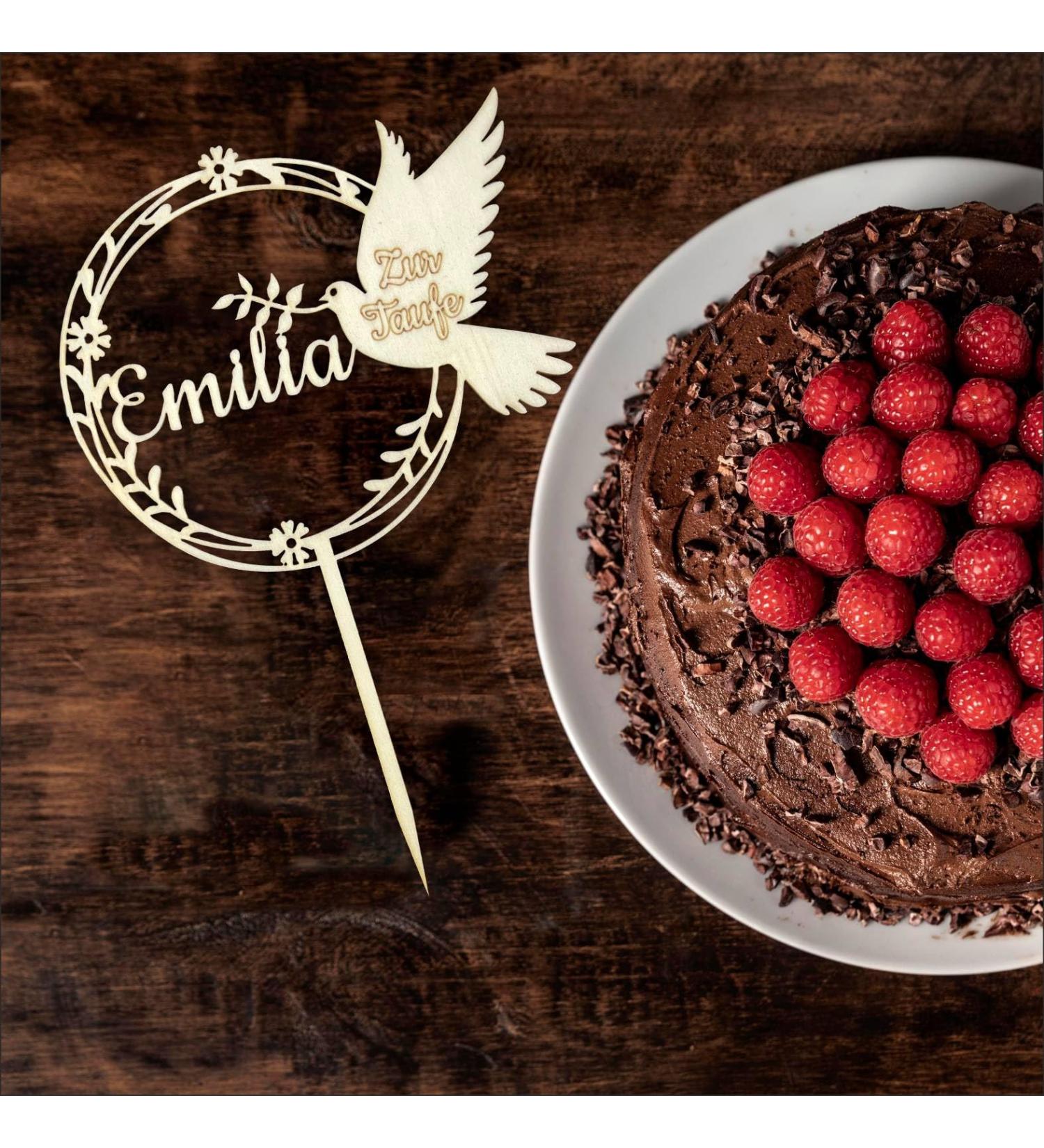 Personalized Baptism Cake Topper | Custom Name & Dove Decoration for Baptism Celebrations - Buy Online on GoSupps.com