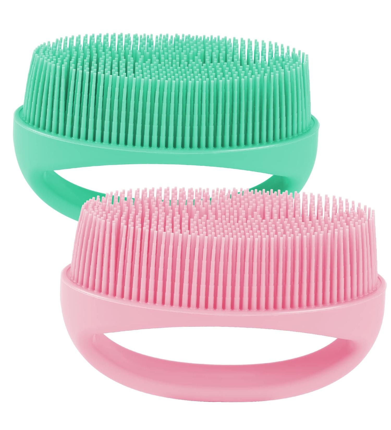 HEETA 2-Pack Soft Silicone Body Shower Brush for Gentle Exfoliation - Pink & Green - Buy Online on GoSupps.com