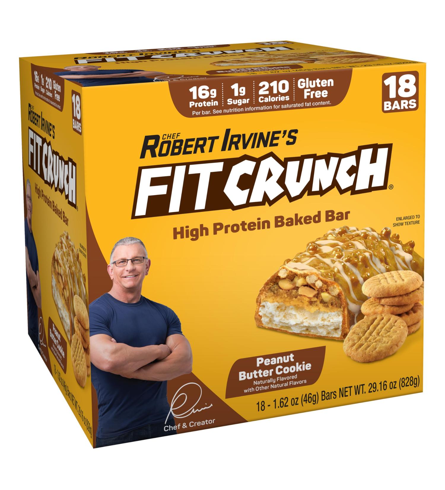 FITCRUNCH Snack Size Protein Bars 6-Layer Baked Bar 1g of Sugar Gluten Free & Soft Cake Core (18 Bars Peanut Butter Cookie) - Buy Online on GoSupps.com