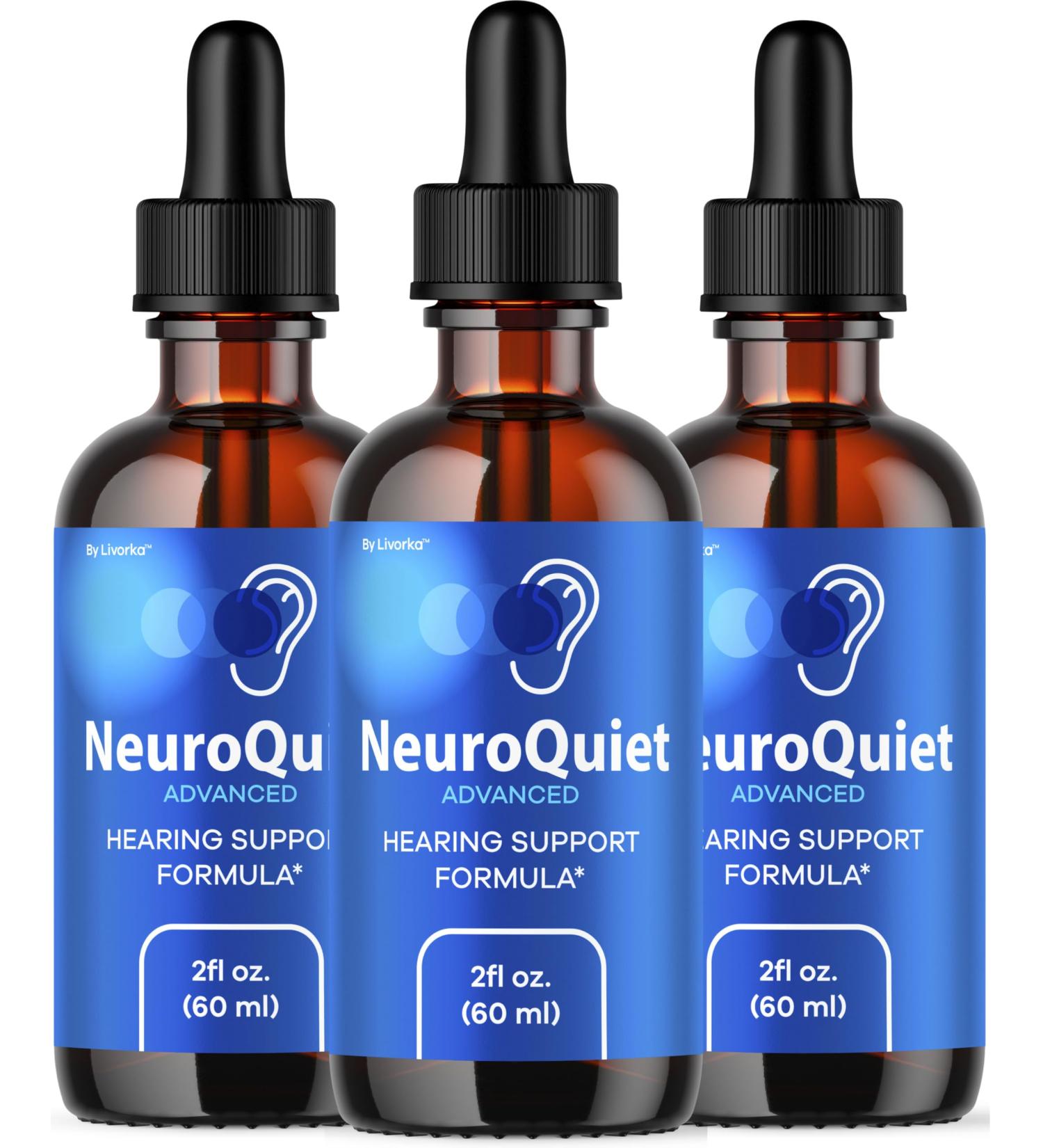 (3 Pack) NeuroQuiet Drops - Official NeuroQuiet Daily Hearing Support All Natural Clean Liquid Advanced Formula for Ear Health Auditory Clarity & Inner Ear Balance Reviews 3 Bottles for 3 Months - Buy Online on GoSupps.com