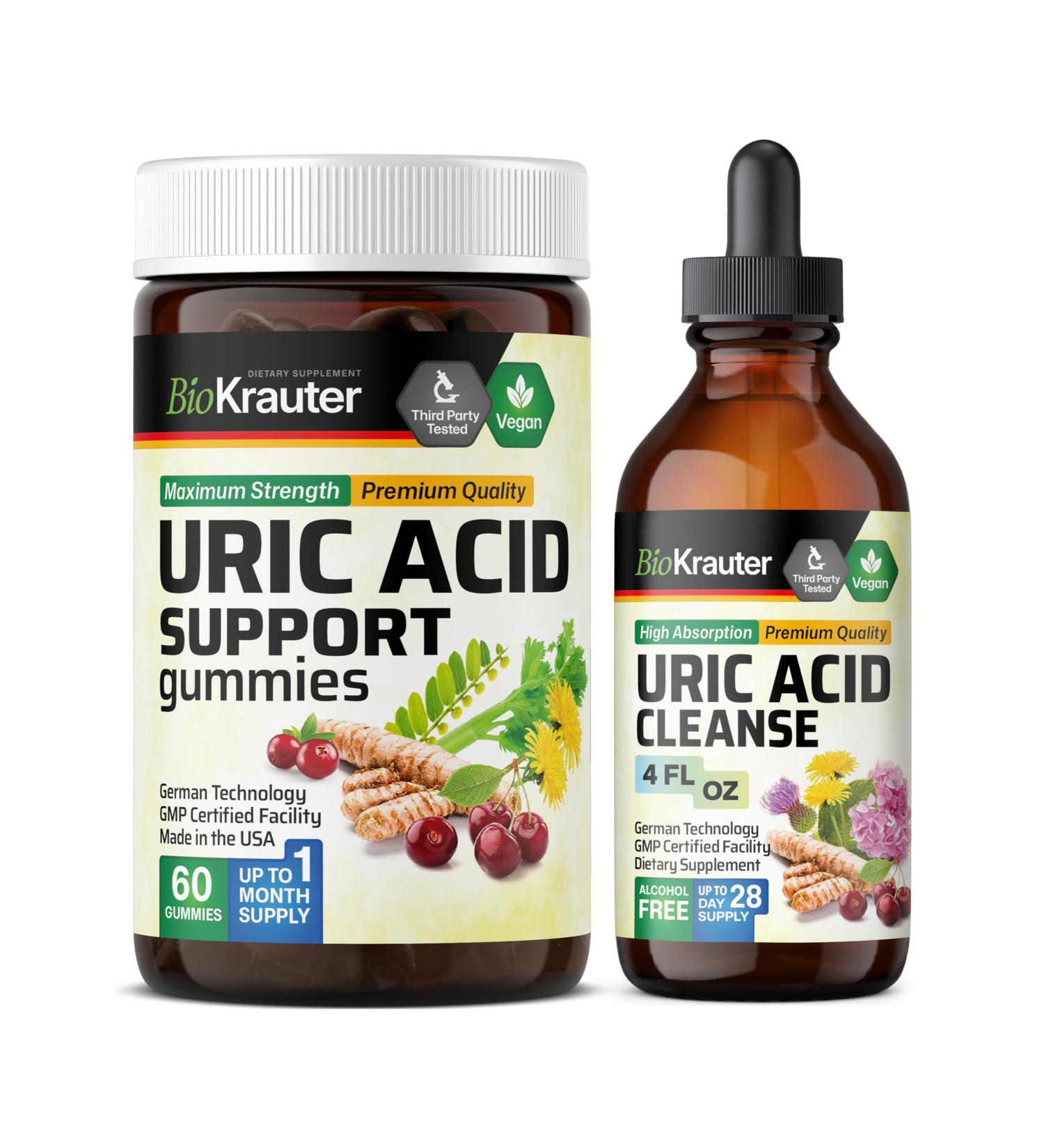 BIO KRAUTER Uric Acid Support 60 Gummies & Uric Acid Support Tincture 4 Fl. Oz - Buy Online on GoSupps.com