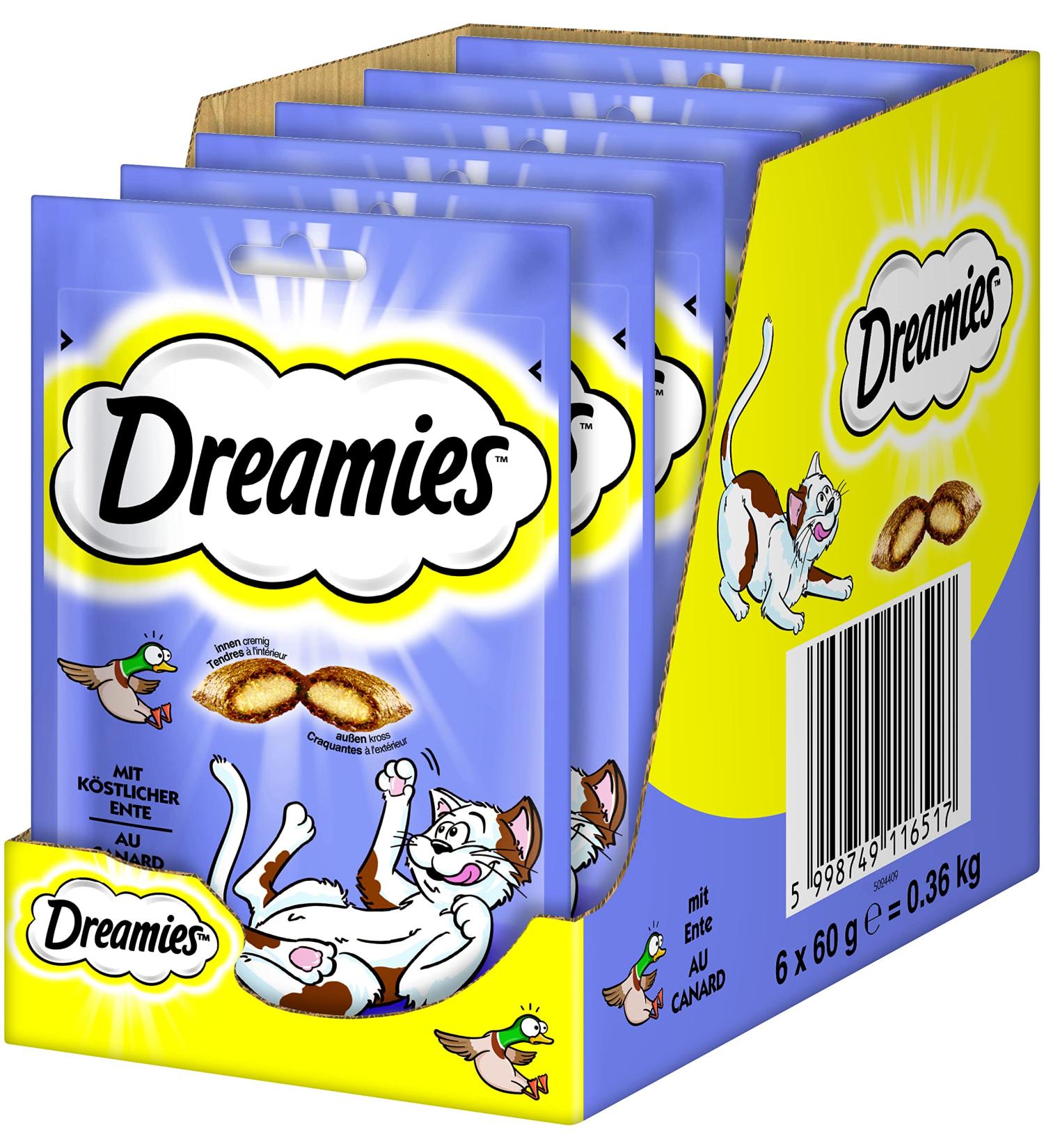 Buy Dreamies Classic Cat Snacks with Duck - Crispy & Tender Treats | 360g (6 x 60g) - International Shipping Available - Buy Online on GoSupps.com