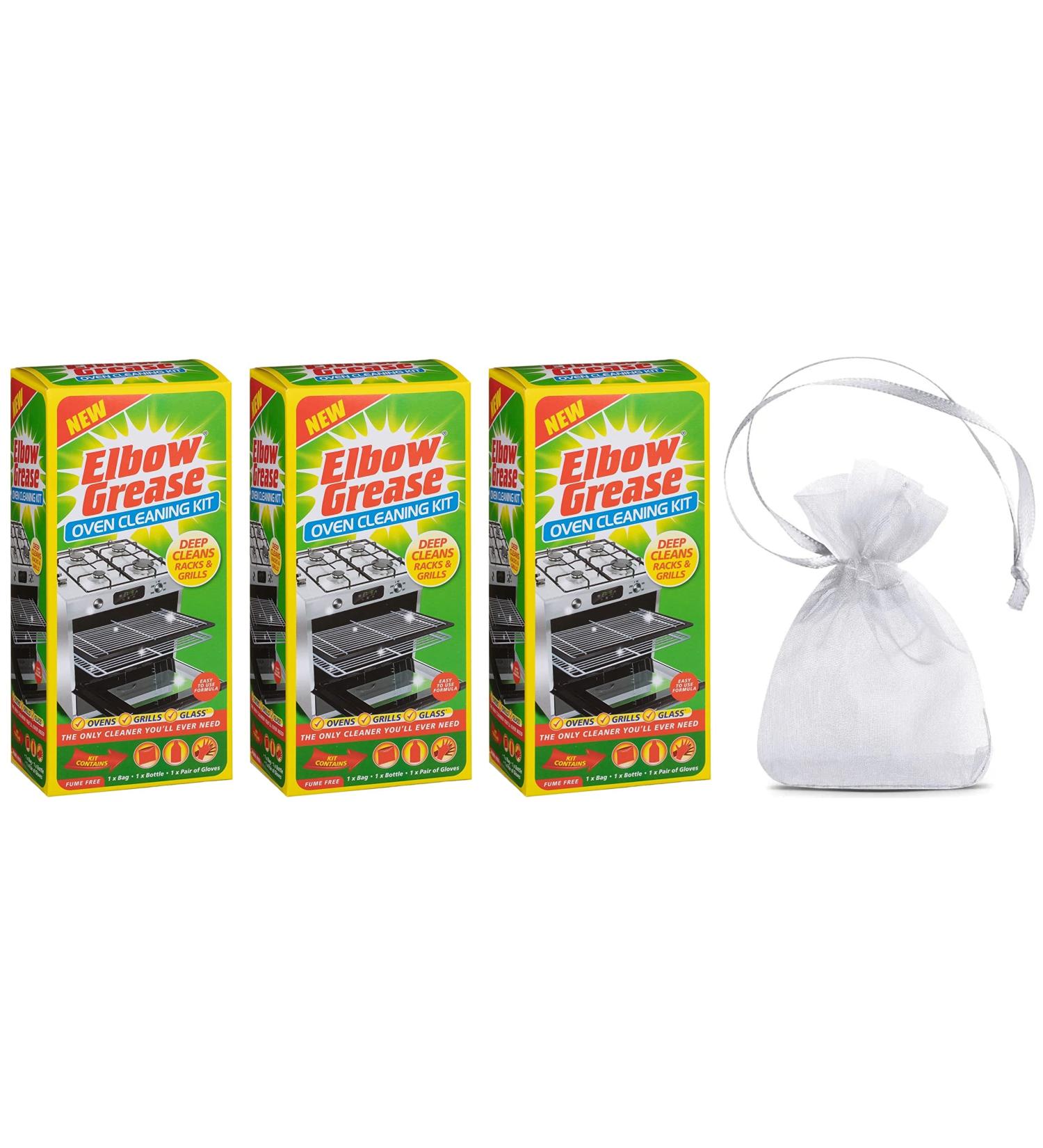 Elbow Grease Oven Cleaning Kit 500ml (Set Contains: 1 x Bottle 1 x Bag 1 X Pair of Gloves) 3Pk + Our Gift for You: Organza Bag Size: 9x7x0.1cm - Buy Online on GoSupps.com