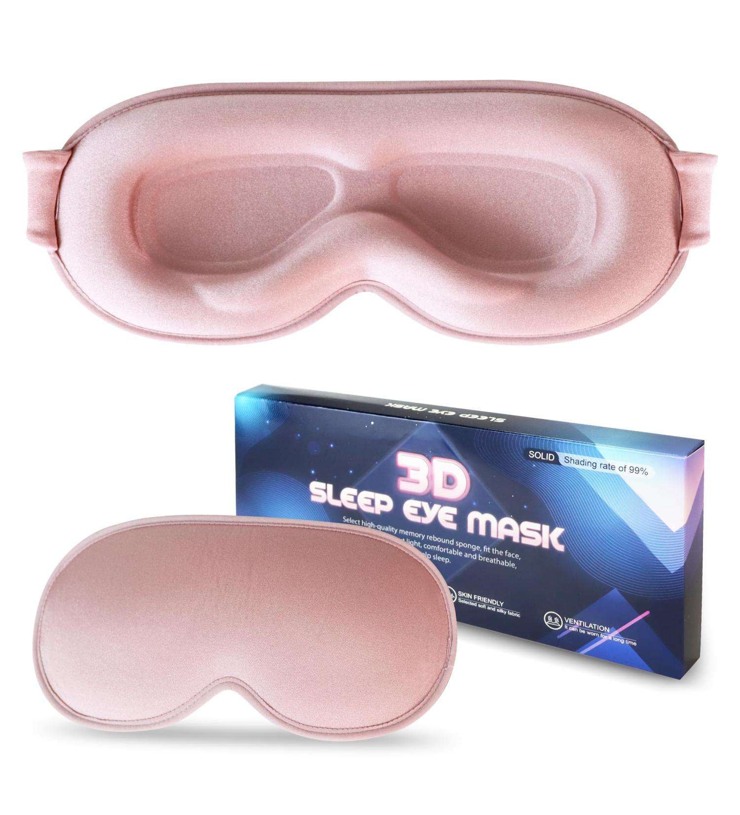 3D Deep Contoured Sleep Mask - 99% Light Block Out - Adjustable Strap - Pink - Buy Online on GoSupps.com