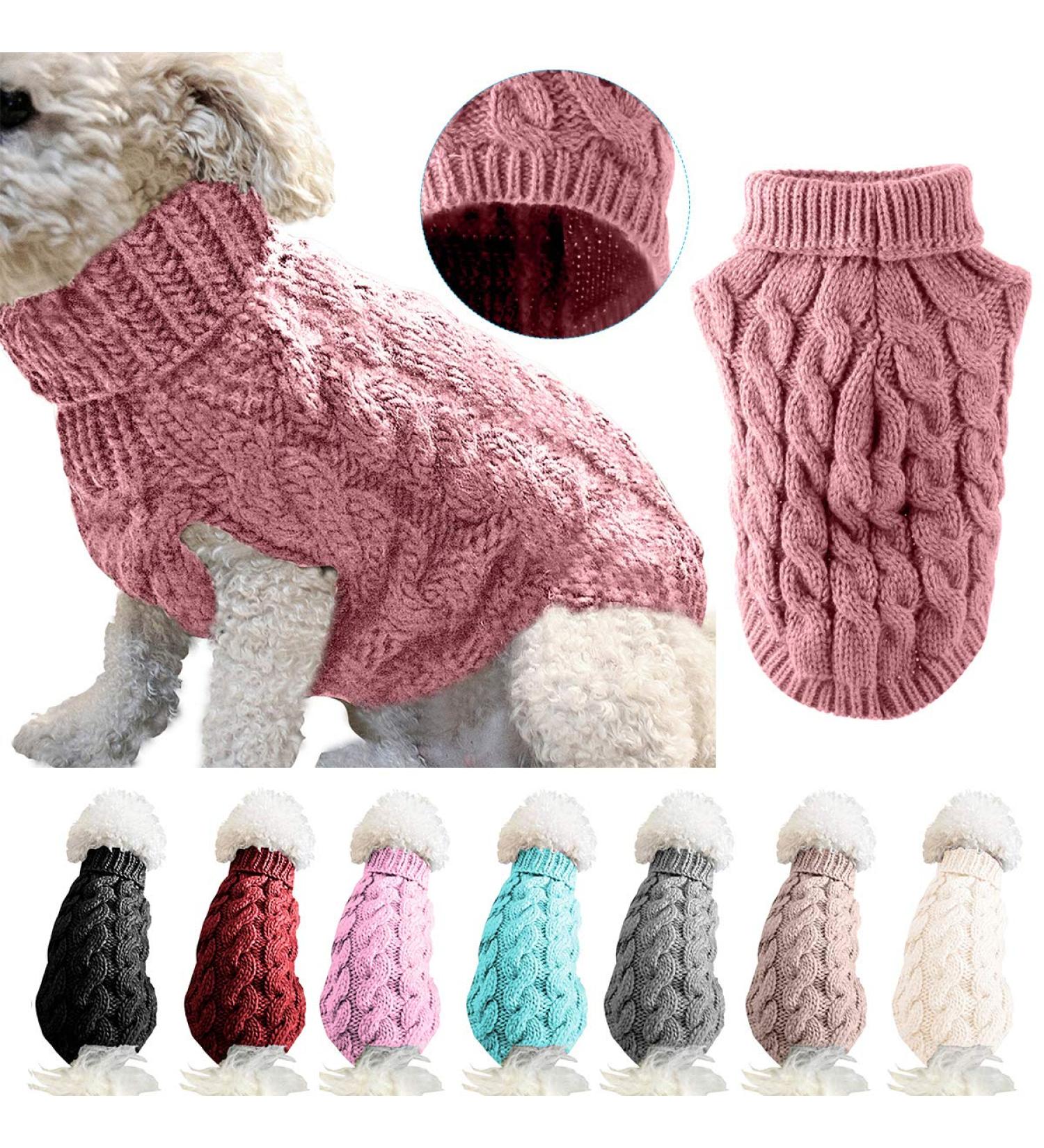 Tower Collar Knitting Sweater for Pets - Thick Winter Warmer for Dogs & Cats (L Rose) | Cozy Crochet Coat for Small Medium & Large Animals - Buy Online on GoSupps.com
