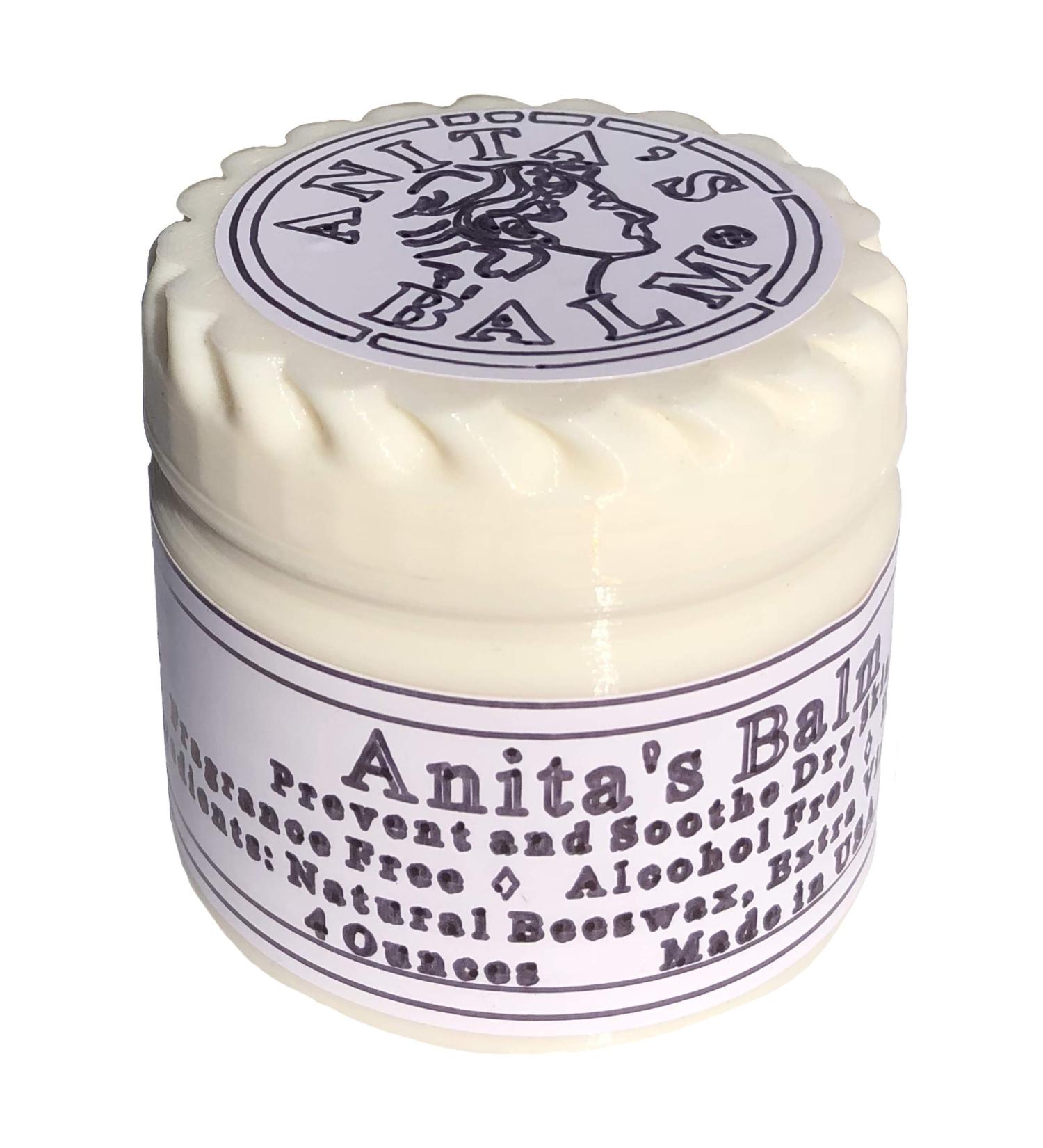 Anita's Balm 4 Ounce Jar - Prevent and Soothe Dry Skin - Fragrance Free Moisturizer Made of Olive Oil and Beeswax