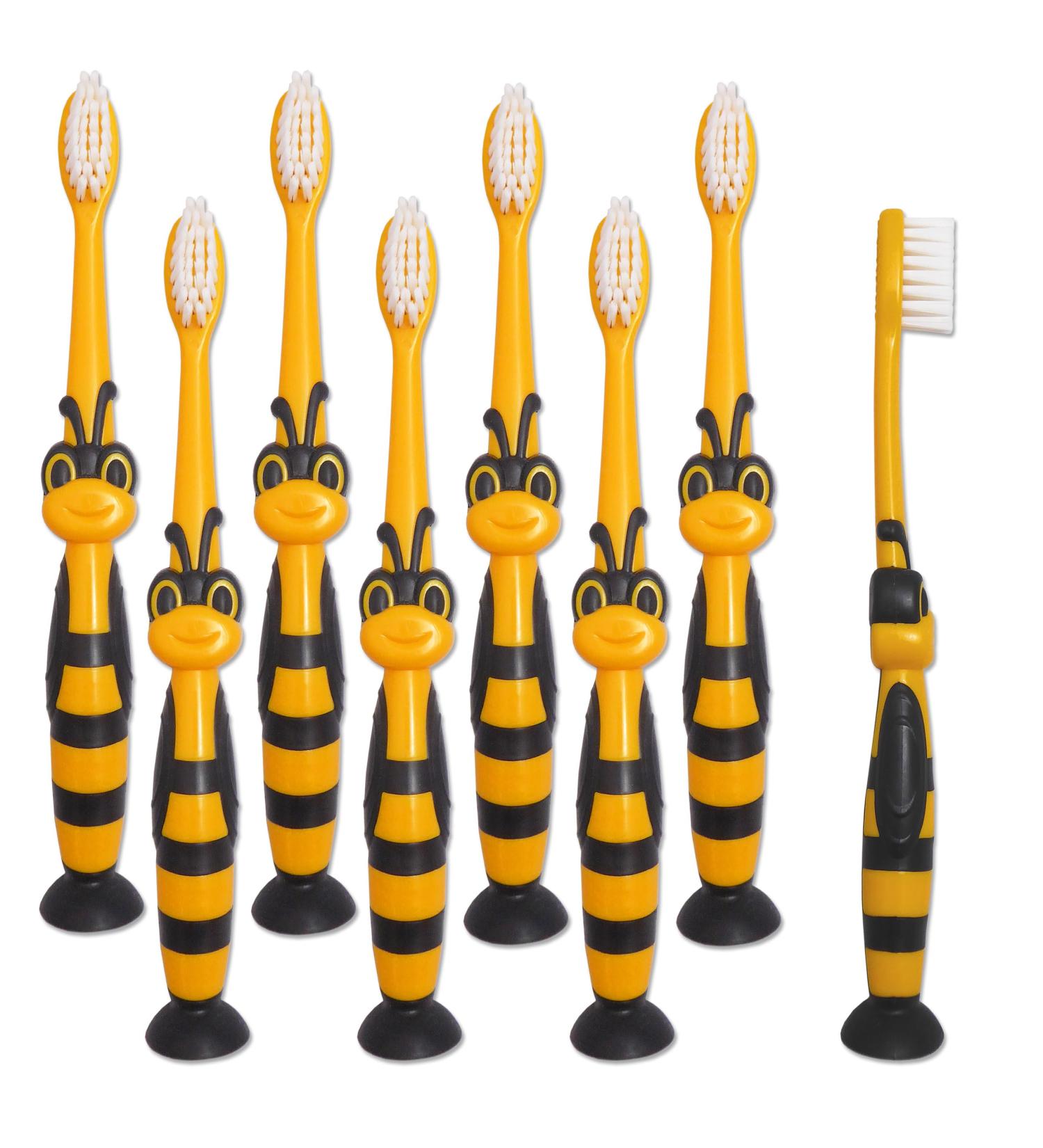 8 Bumblebee Children's Toothbrushes with Suction Cup - Fun & Functional Oral Care for Kids - Buy Online on GoSupps.com