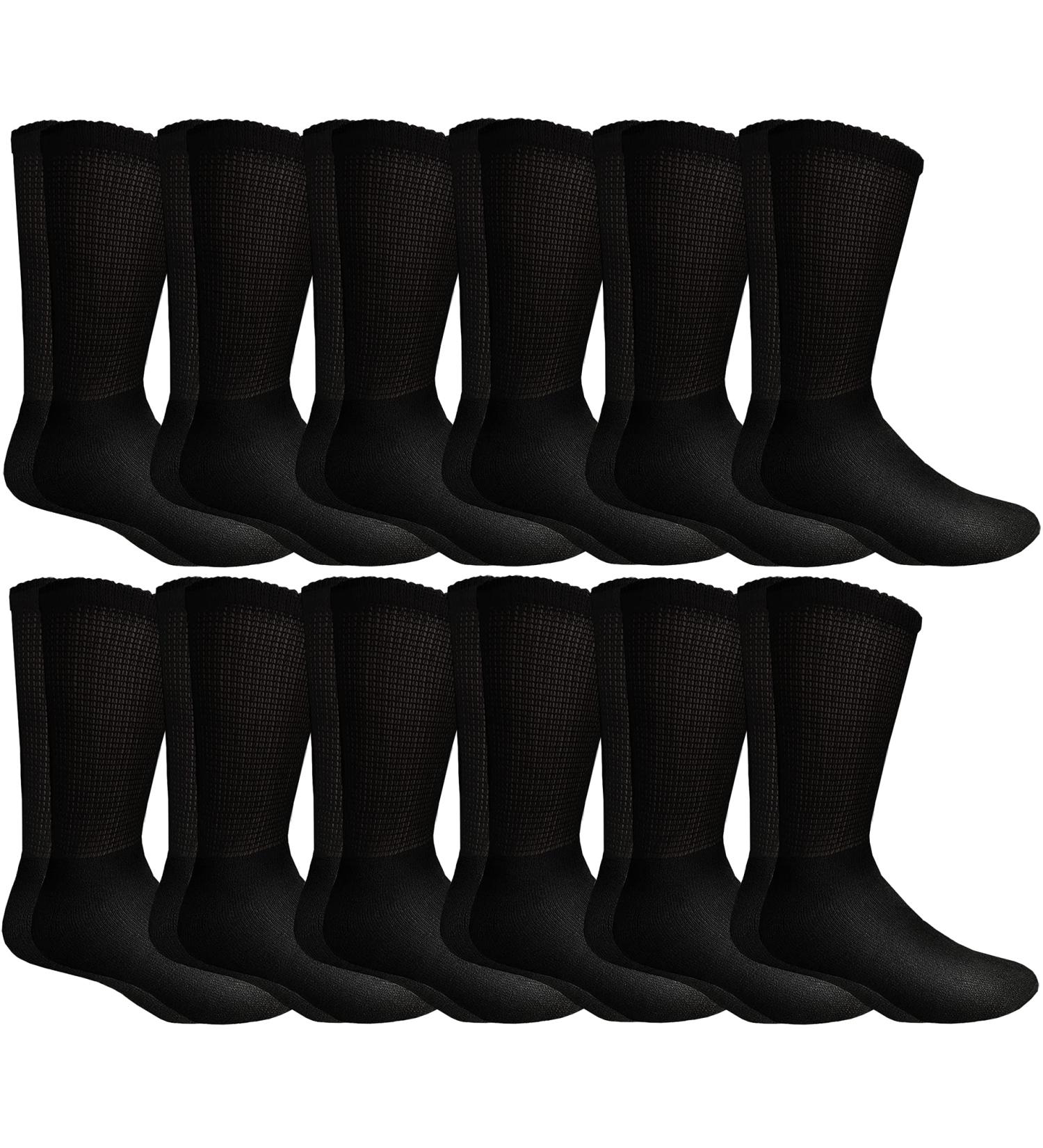 Yacht & Smith Men's Diabetic Nephropathy Socks - 12 Pairs Value Pack, Black, Large - Buy Online on GoSupps.com