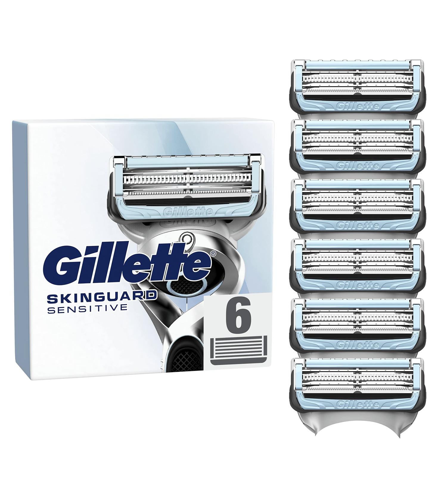 Gillette SkinGuard Sensitive Skin Men's Razor Blades Pack of 6 Refills New Lubricating Strip Compatible with Fusion Handle - Buy Online on GoSupps.com