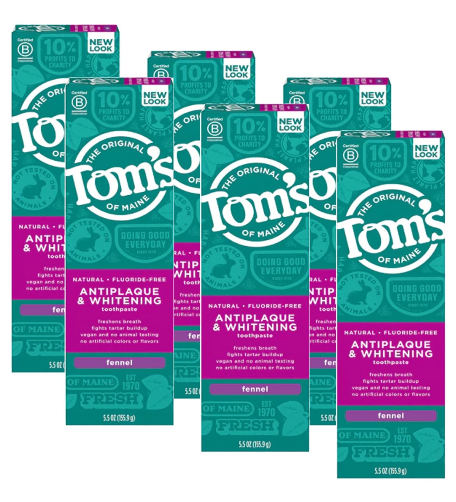 Tom's of Maine Antiplaque & Whitening Toothpaste Fennel - 5.5 Oz (Case of 6) - Buy Online on GoSupps.com