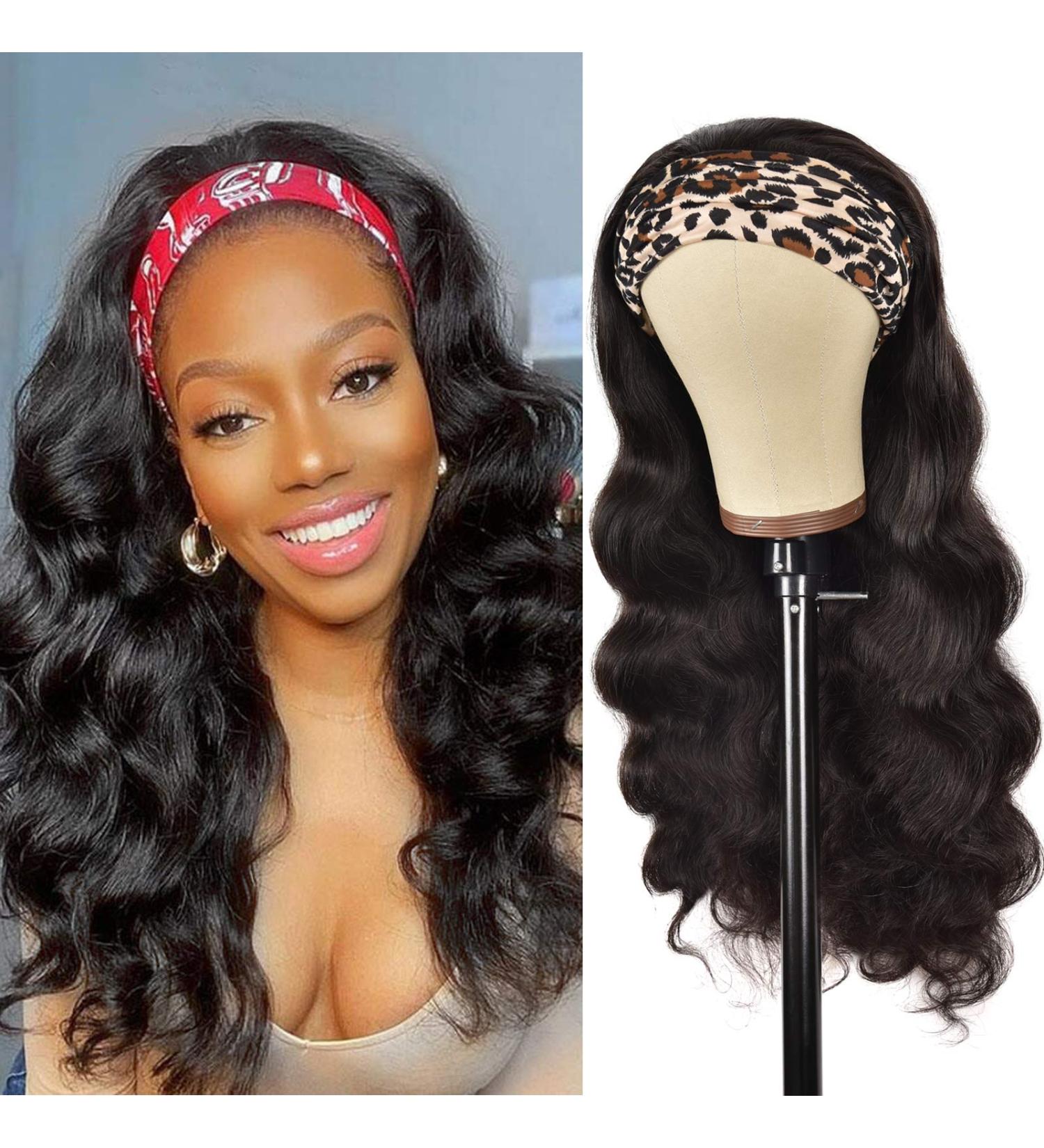 Body Wave Headband Wig for Black Women - 14 Inch Brazilian Human Hair, Glueless None Lace Front, 150% Density Machine Made Headband Wig - Natural Color - Buy Online on GoSupps.com