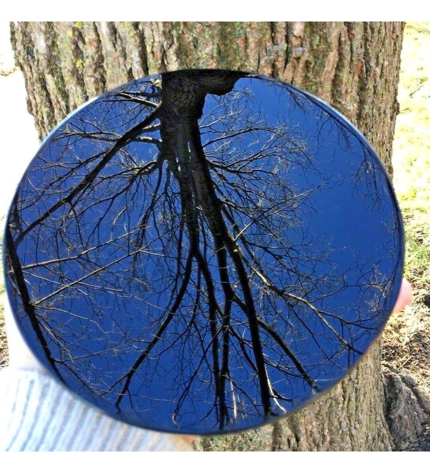 Ornament Black Crystal Mirror with Holder Natural Obsidian Quartz Stone Circular Slice Slab Coaster (Size : 15cm) - Buy Online on GoSupps.com