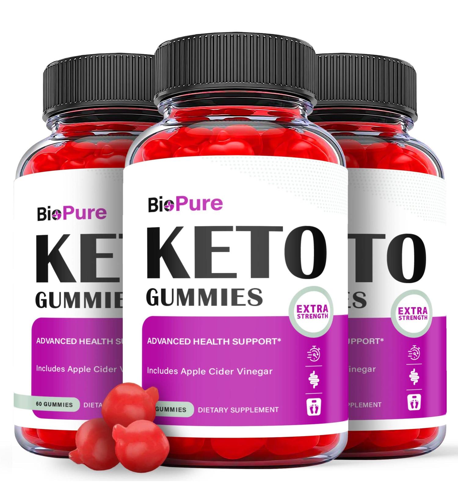 BEST DEAL: 3 Pack Biopure Keto ACV Gummies for Weight Loss - Vegan Formula with Apple Cider Vinegar - 180 Gummies - Buy Online on GoSupps.com