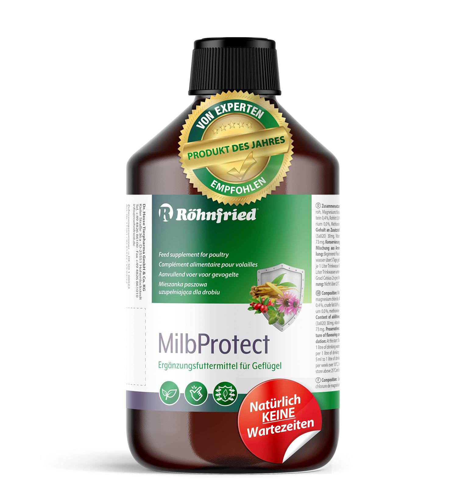 R hnfried Milbprotect 500ml - Natural Mite Prevention Supplement for Poultry | Year-Round Feeding with Herbs - Buy Online on GoSupps.com
