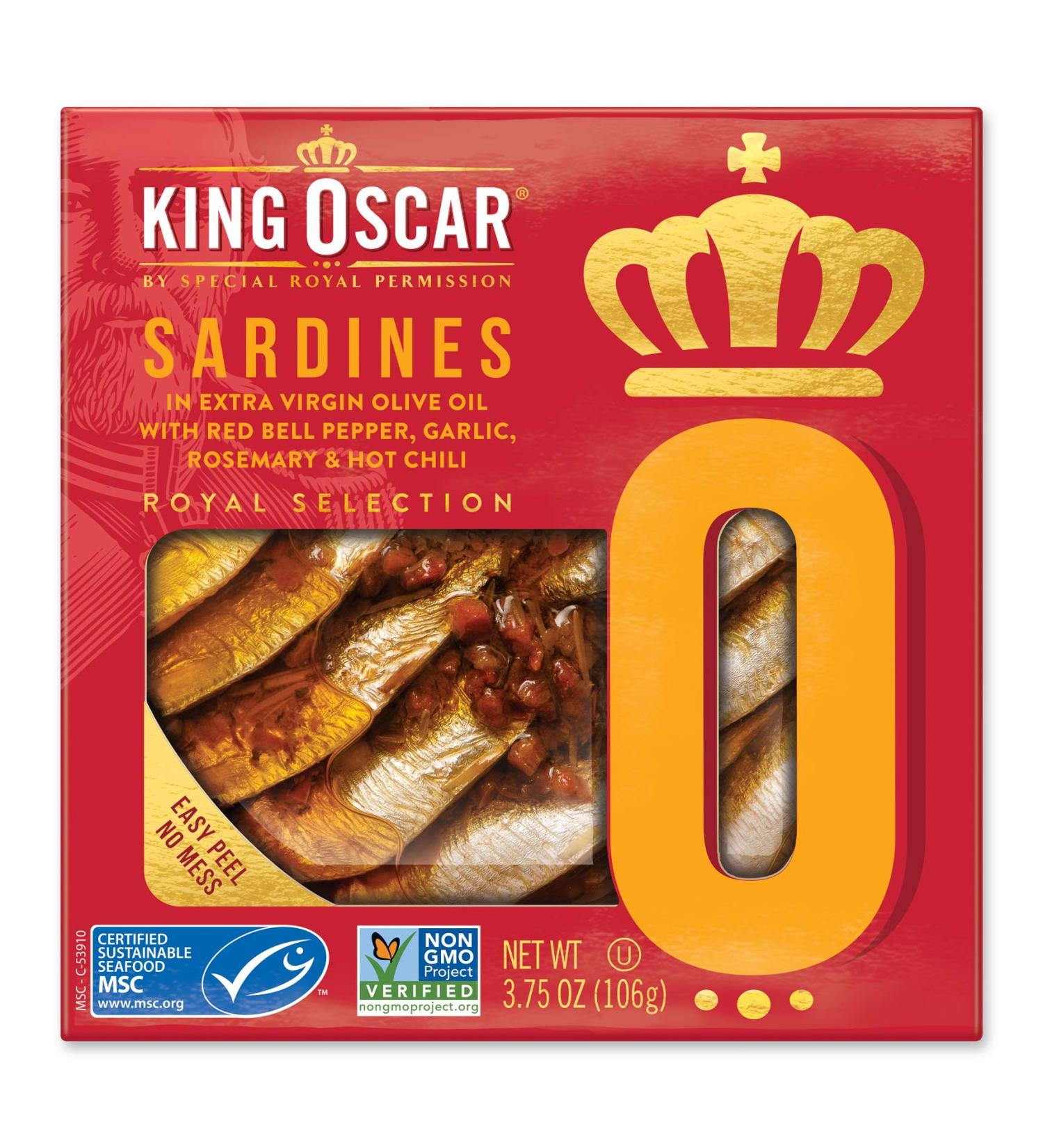 King Oscar Sardines in Olive Oil with Red Bell Pepper & Garlic - 3.75 oz - Buy Online on GoSupps.com