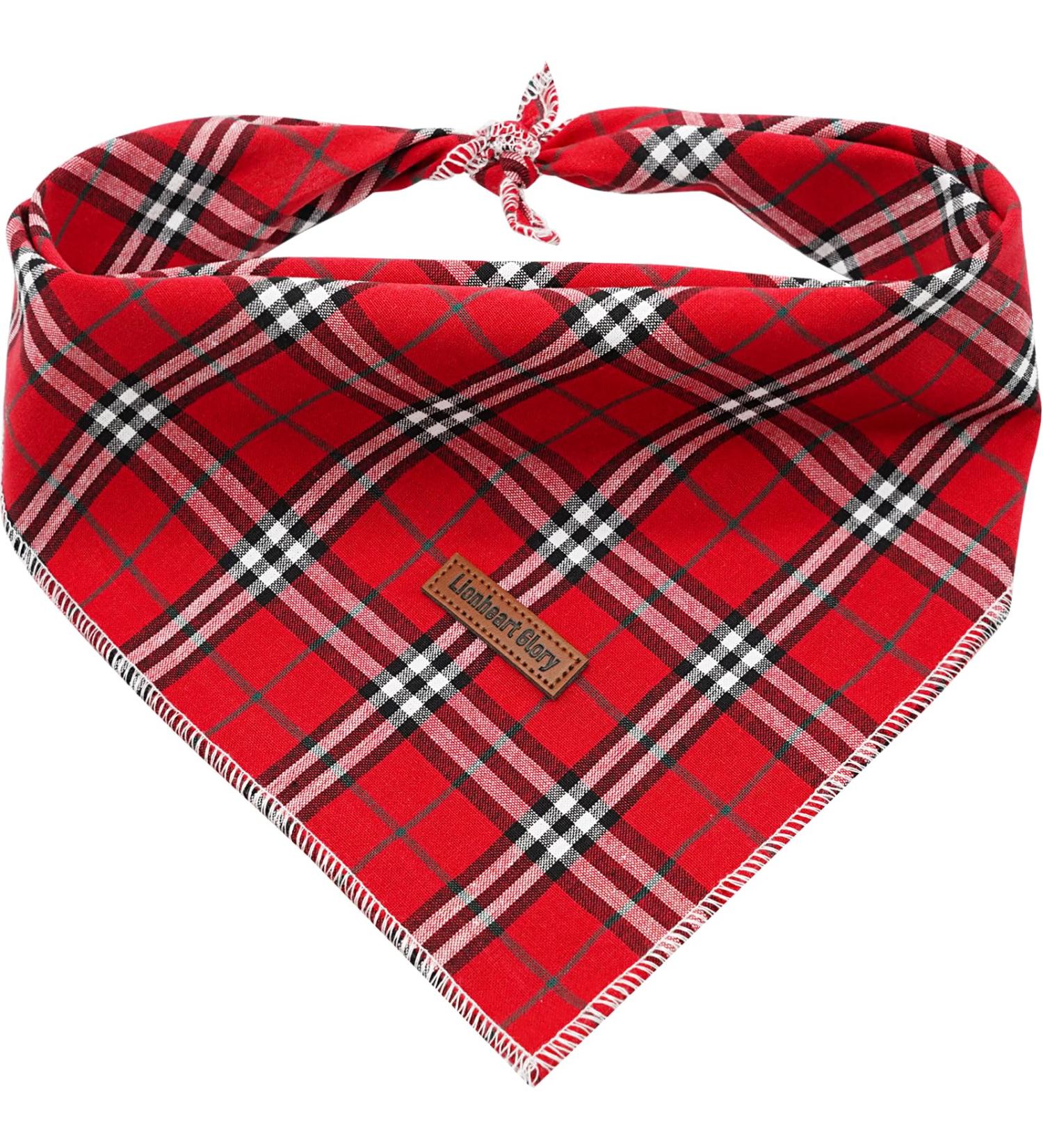 Buy Lionheart Glory Dog Haller 1 Packer Washable Soft Cotton Christmas Neck Scarf - Adjustable Checkered Kerchief for Small Dogs - Buy Online on GoSupps.com