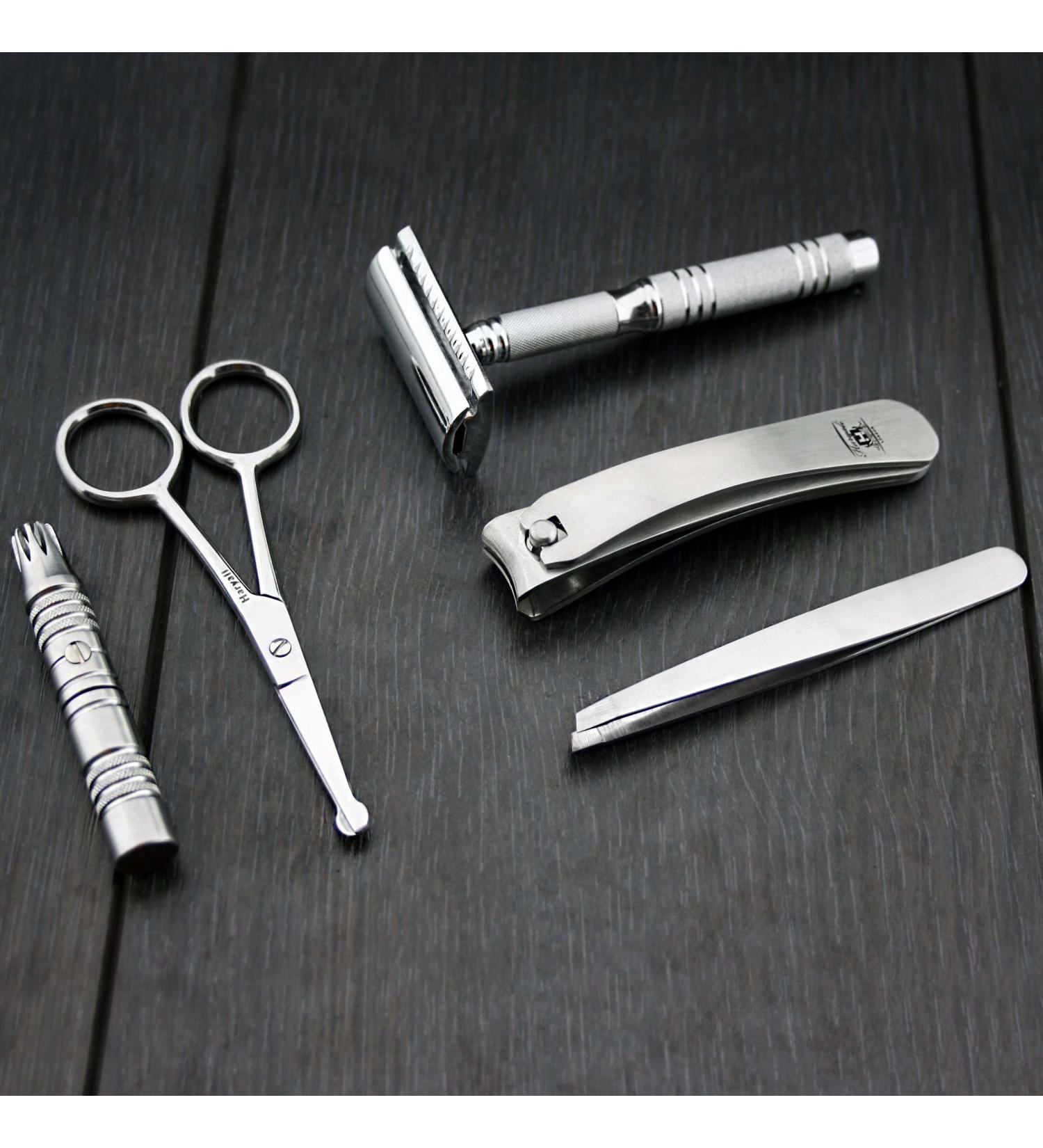 5-Piece Professional Shaving & Manicure Kit - Unisex Stainless Steel Travel Set | London Quality - Buy Online on GoSupps.com