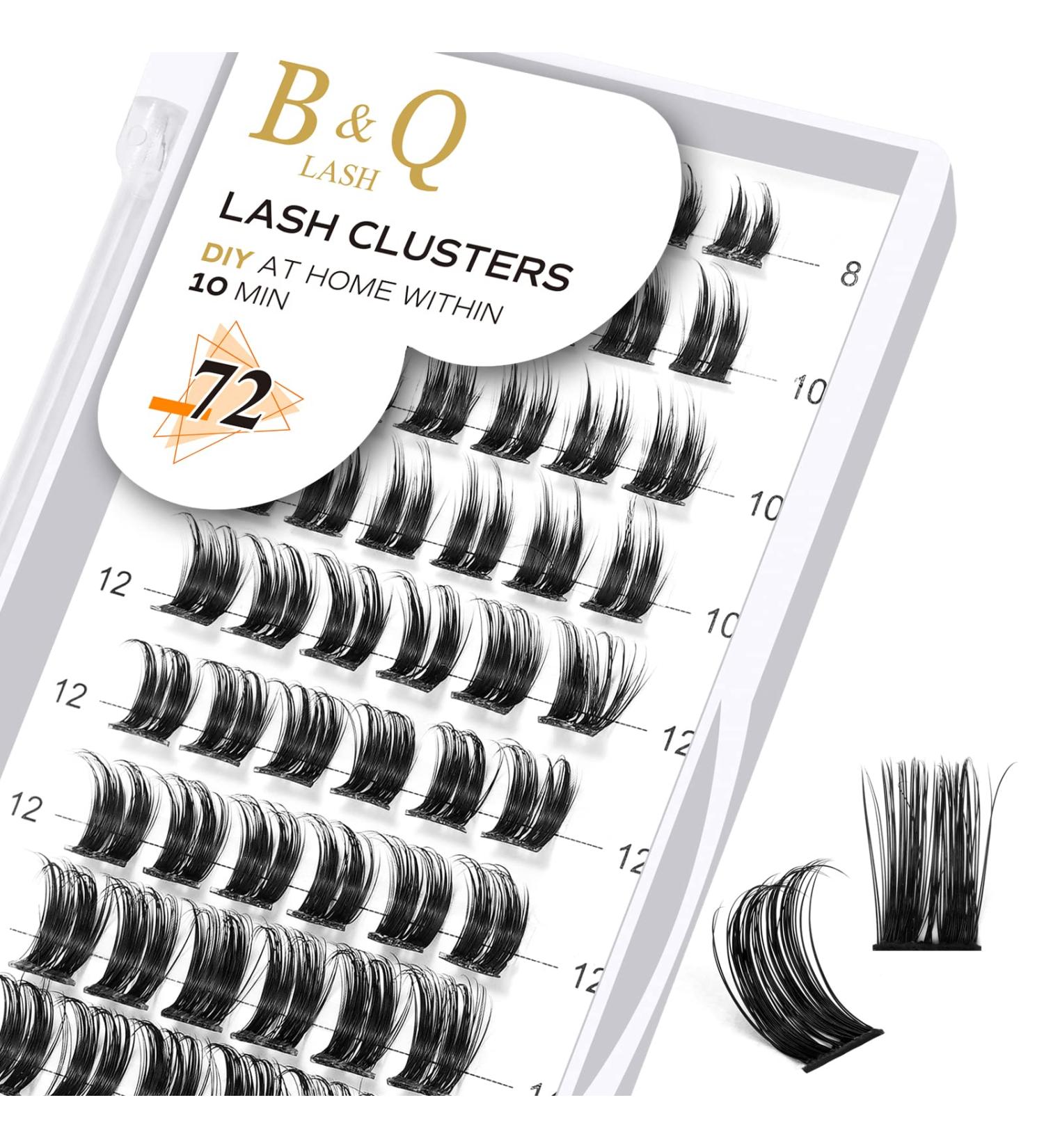B&Q D Curl Cluster Lashes | 72 Natural Eyelash Clusters for DIY Extensions | Soft Fluffy Individual Clusters | UK-FD-B45-D-8-16MIX - Buy Online on GoSupps.com