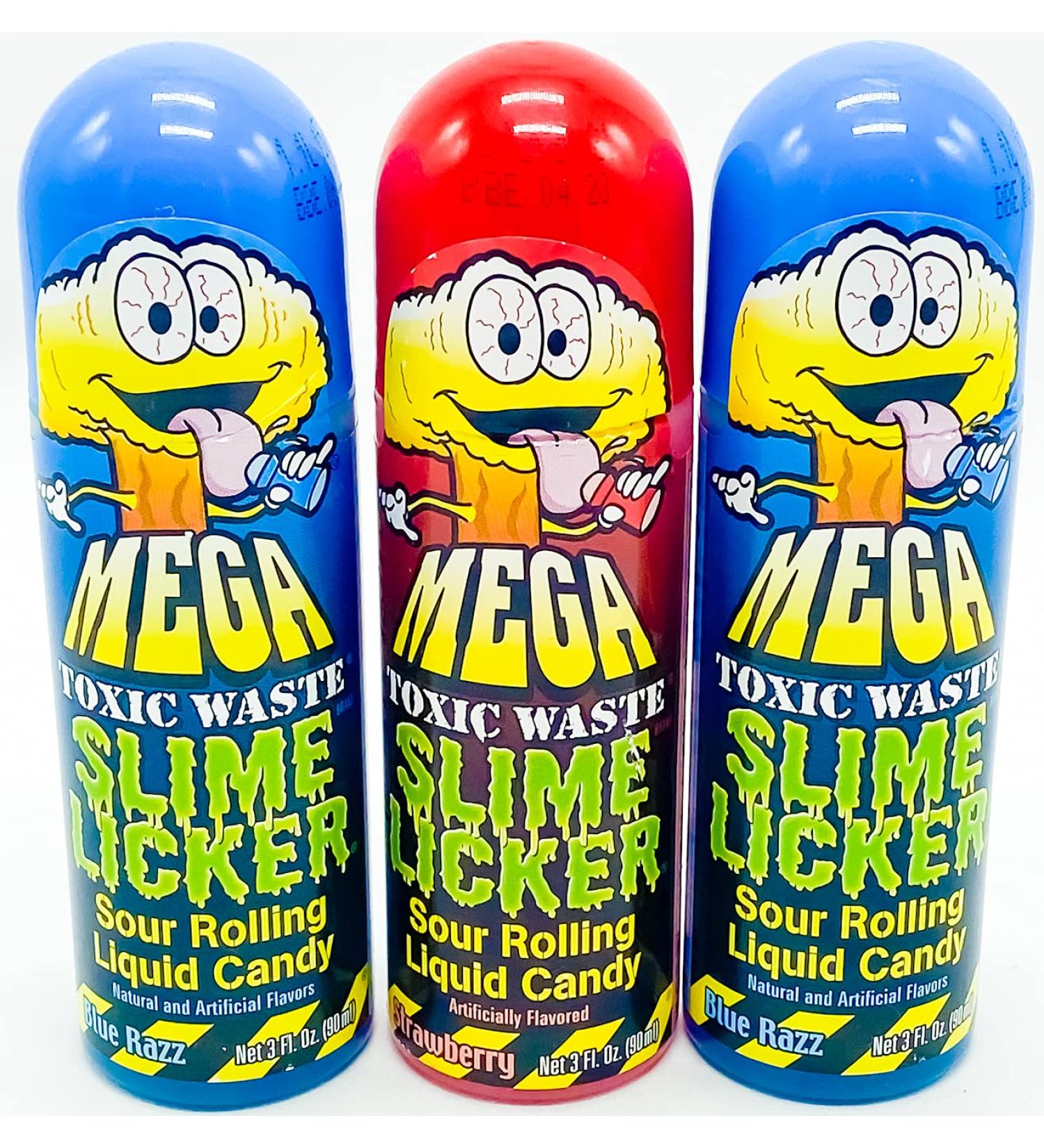 Slime Licker MEGA Size 3-Pack - Sour Rolling Liquid Candy - Red Strawberry & Blue Razz Flavors - 3 oz Bottles - Toxic Waste - TikTok Challenge Trend - Buy Online on GoSupps.com