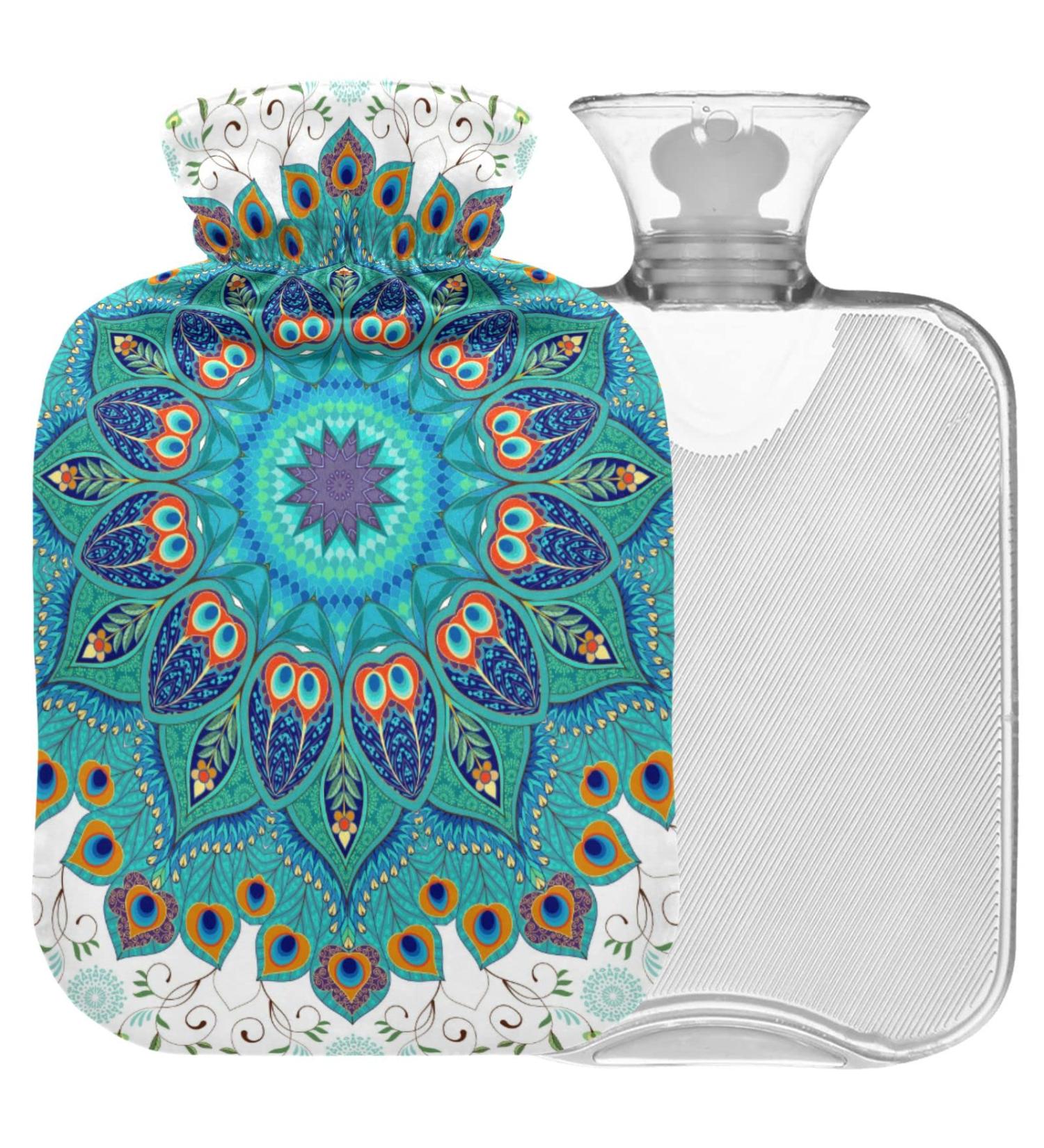 NAANLE Hot Water Bottle with Cover - 1L Paisley Transparent Heat Bottle for Menstrual Cramps Pain Relief & Therapy - Buy Online on GoSupps.com
