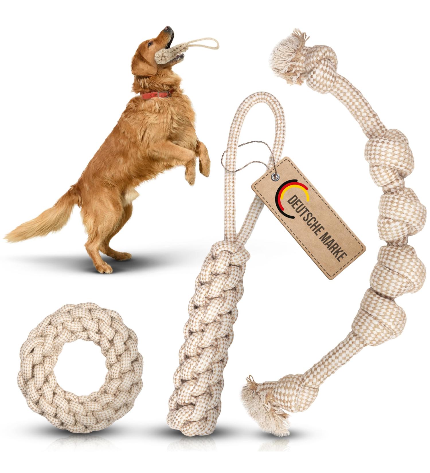 PetaTaurus Premium Dog Toys for Big Dogs | Durable Cotton & Hemp Set for Medium to Large Dogs & Active Puppies - Buy Online on GoSupps.com
