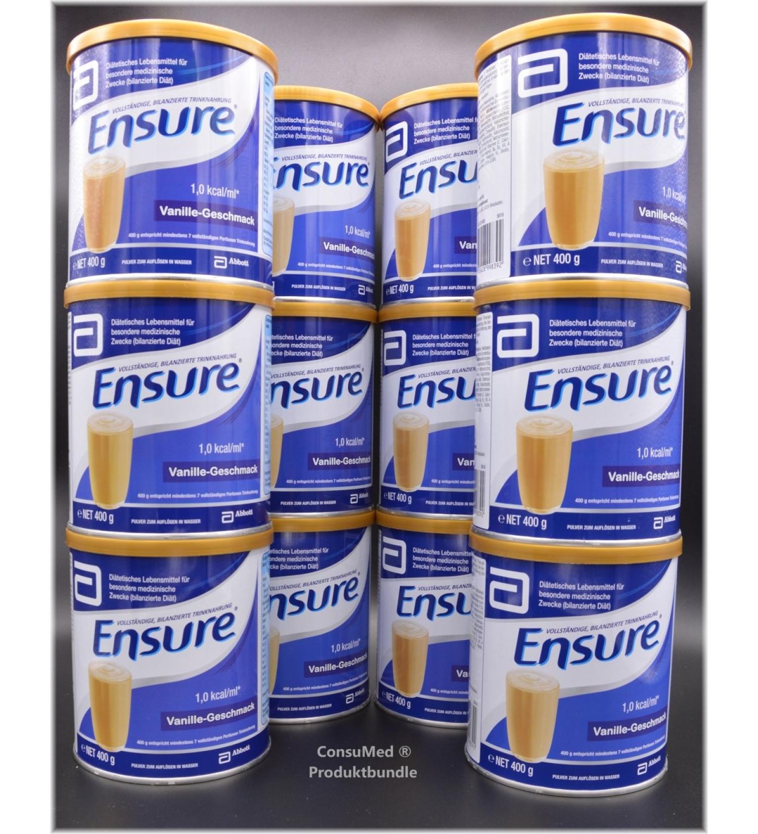 12x 400g ensure vanilla powder 4800g - drinking food powder - in the exclusive consumed bundle including product poster vanilla 400 g (12 Pack)