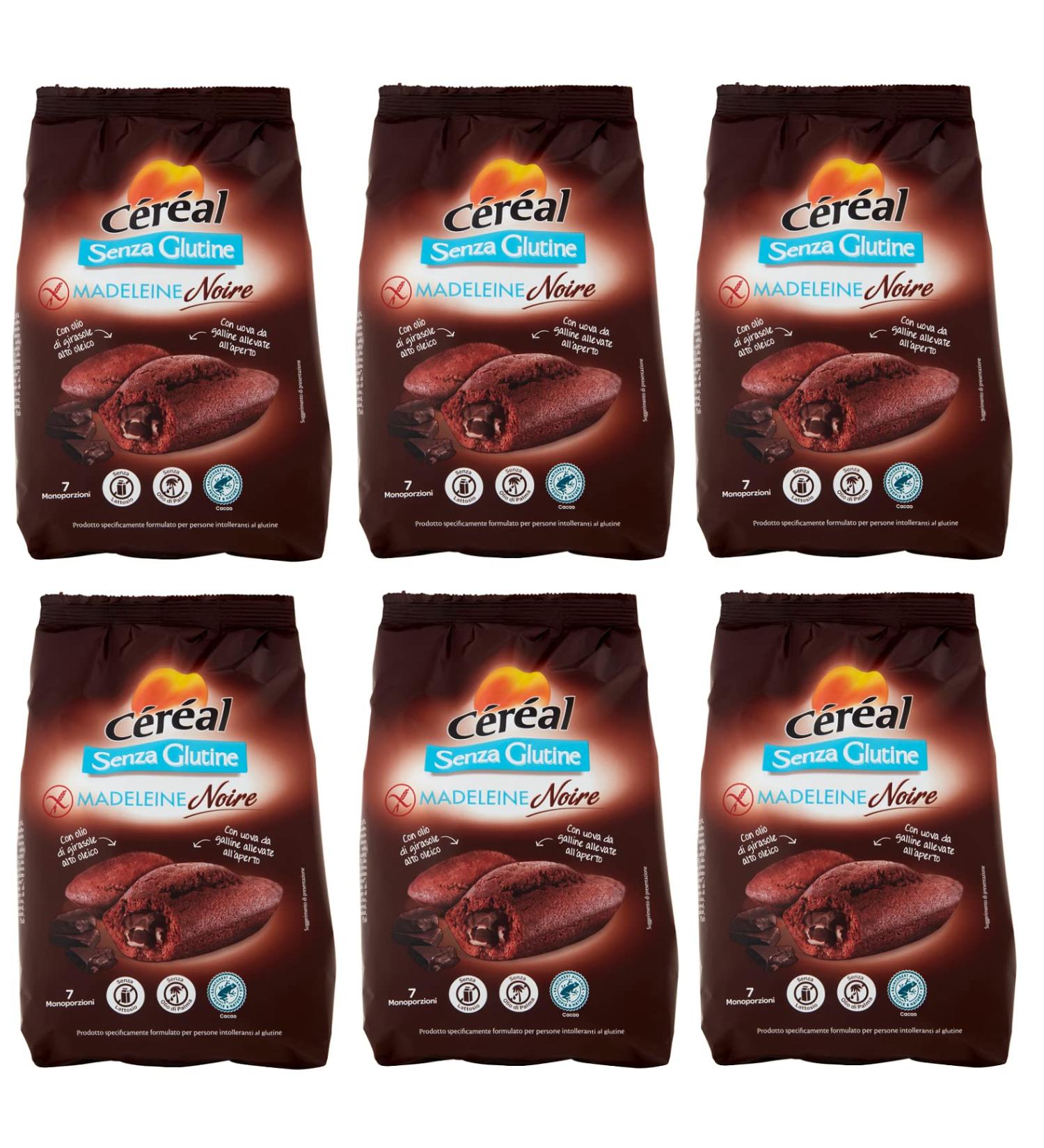  Italian Gourmet E.R. Cereal Madeleine Noir Senza Glutin 200 g Pack of 6 Sweet Snacks with Cocoa Filling Gluten-Free - Buy Online on GoSupps.com