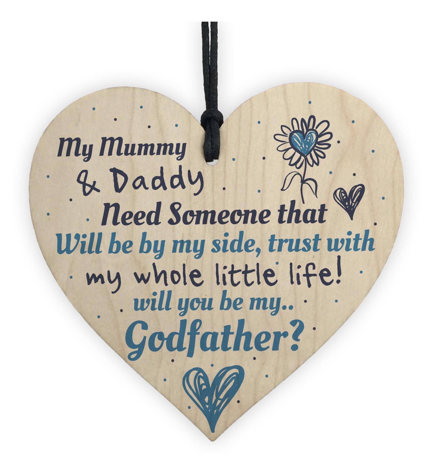 Will You Be My Godfather Wooden Heart Plaque - Christening Gifts for Him - Buy Online on GoSupps.com