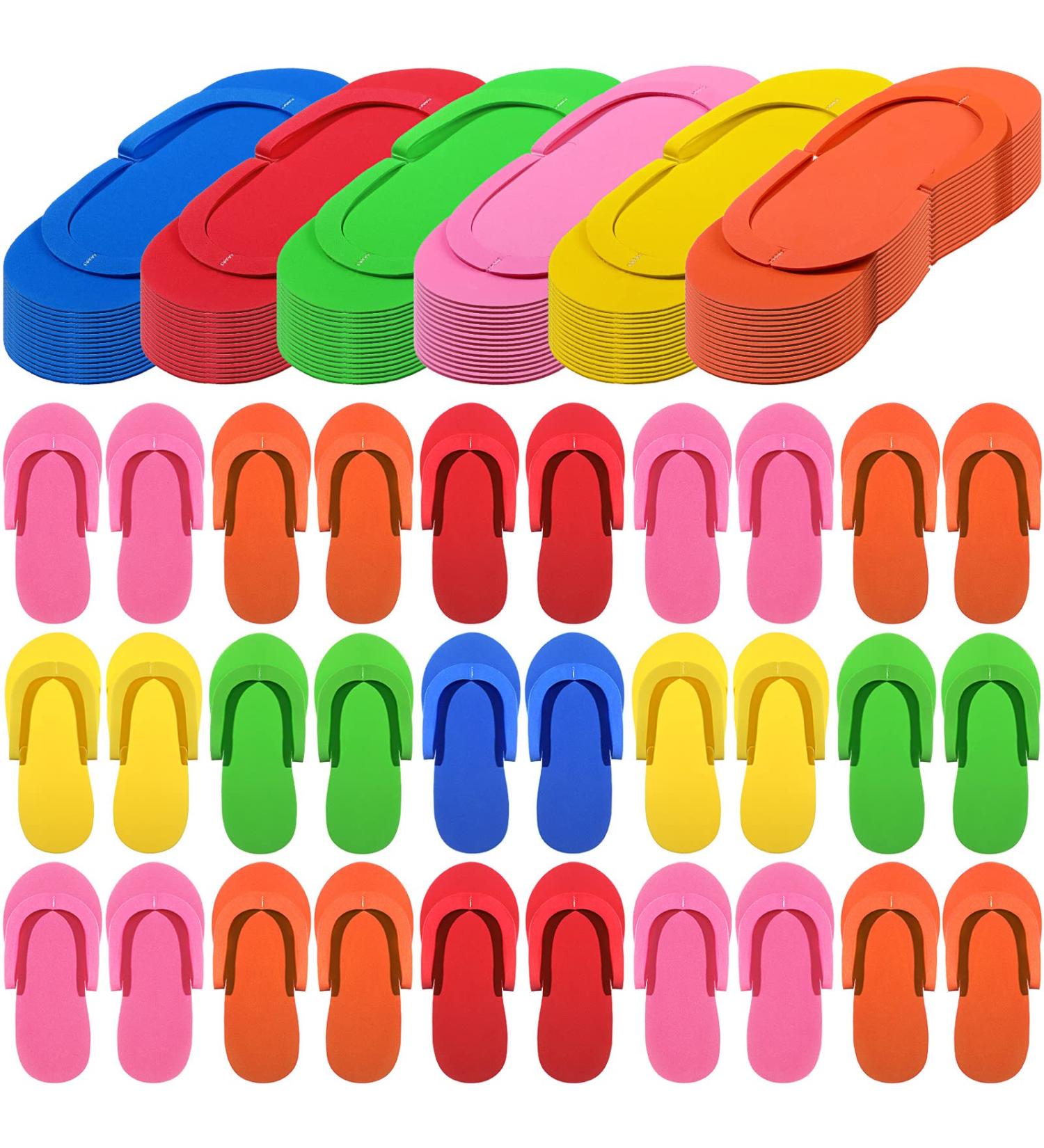 90 Pairs Disposable Pedicure Slippers - Multi Color Foam Flip Flops for Spa Parties & Salons | Bulk Pedicure Kit for Men & Women - 6 Colors 4.53 x 10.43 Inches - Buy Online on GoSupps.com
